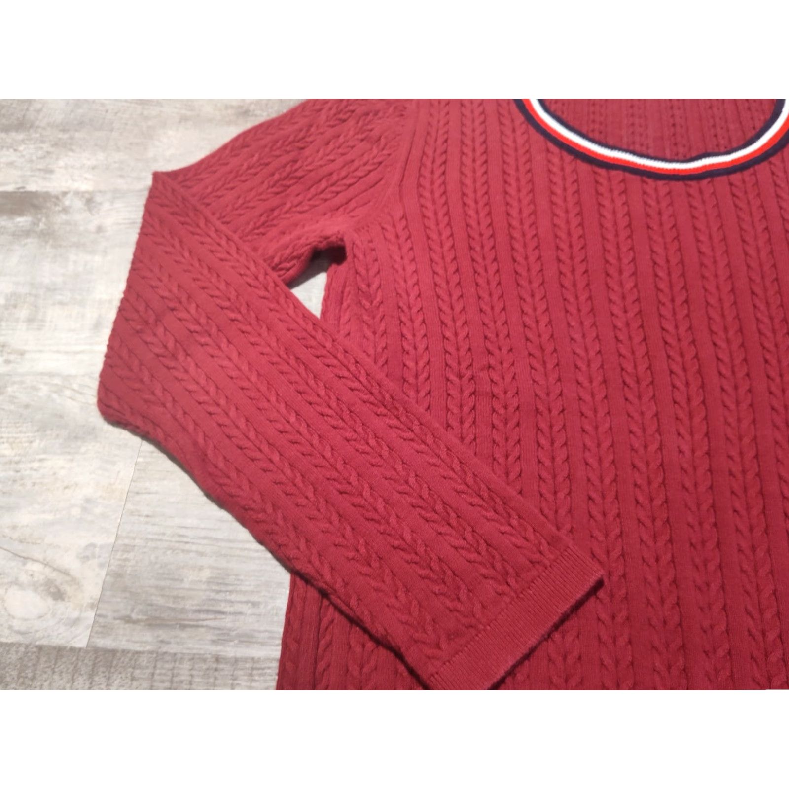 Tommy Hilfiger Tommy Hilfiger Sweater Size M Womens Red Cable Knit Pullover Long Sleeve Size M / US 6-8 / IT 42-44 - 2 Thumbnail