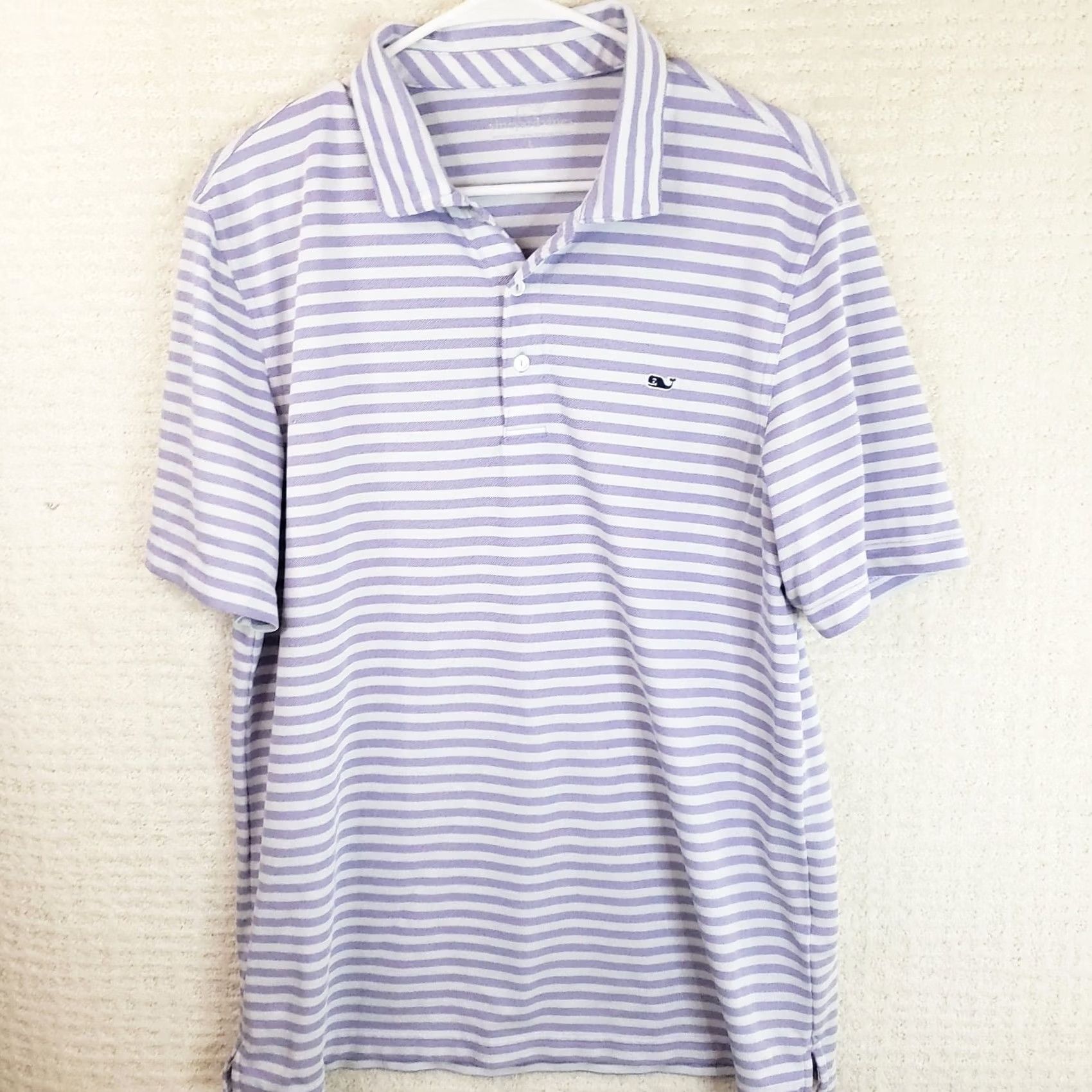 Vineyard Vines Vineyard Vines Polo Shirt Mens L White Lavender Striped Performance Polo Stretch Tech Golf Tennis Running & Walking Apparel Mens Size US L / EU 52-54 / 3 - 2 Thumbnail