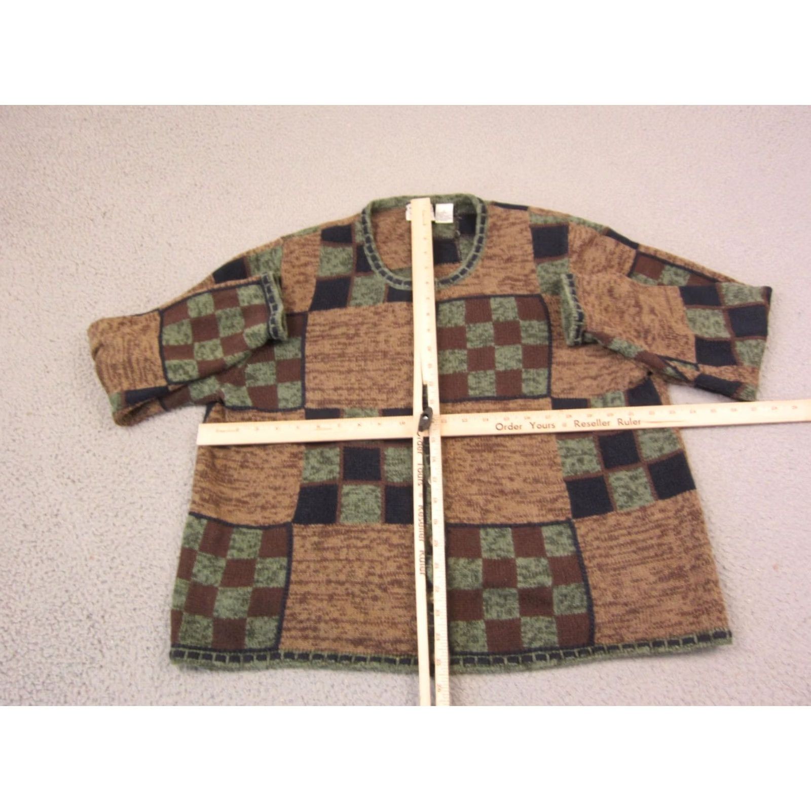 Vintage VINTAGE Christopher & Banks Cardigan Womens 1X Brown Check Embroidered Sweater Size XL / US 12-14 / IT 48-50 - 4 Thumbnail