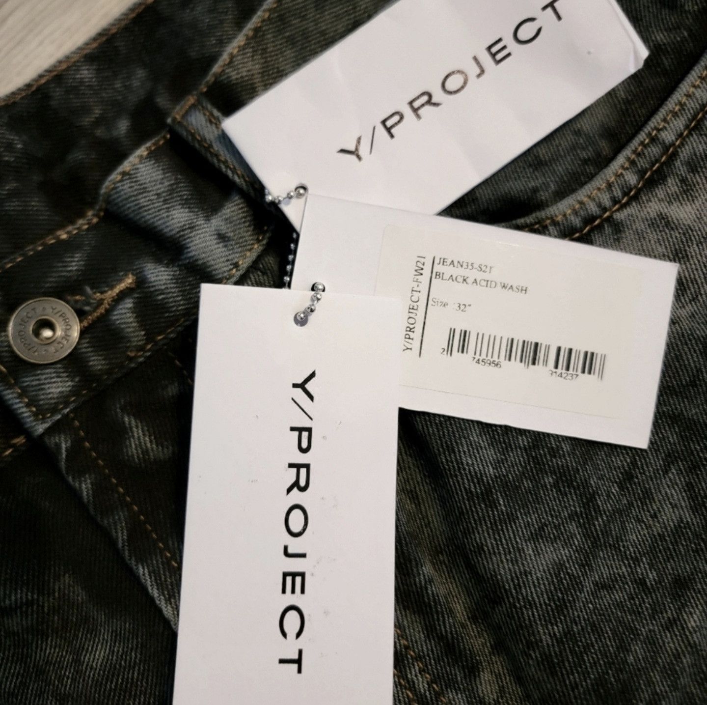 Y/Project Y/Project Unisex Cowboy Cuff Jeans Black Acid Wash sz 32 Size US 32 / EU 48 - 6 Thumbnail