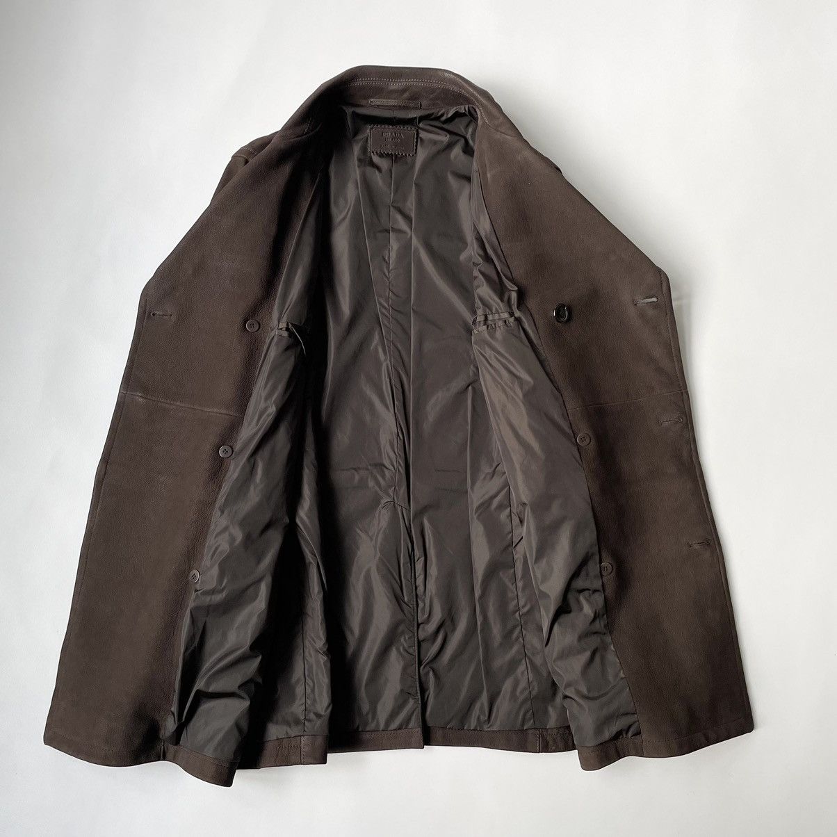 Prada Early 2000s Leather Mac / Pea Coat Size US M / EU 48-50 / 2 - 10 Thumbnail