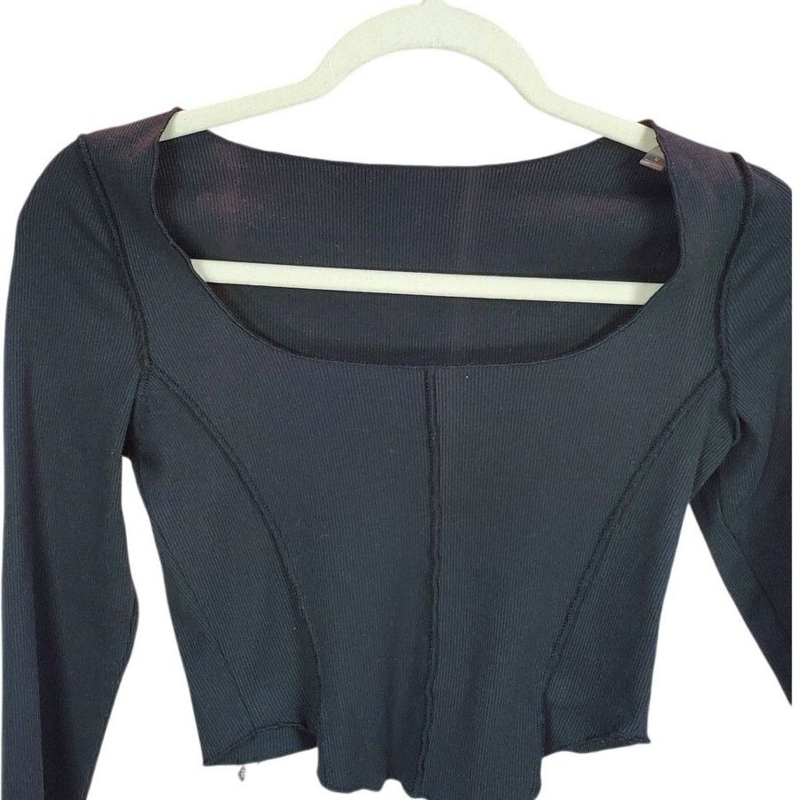 Other ANWND Black Square Neck Long Sleeve Crop Top Ribbed M Size M / US 6-8 / IT 42-44 - 3 Thumbnail