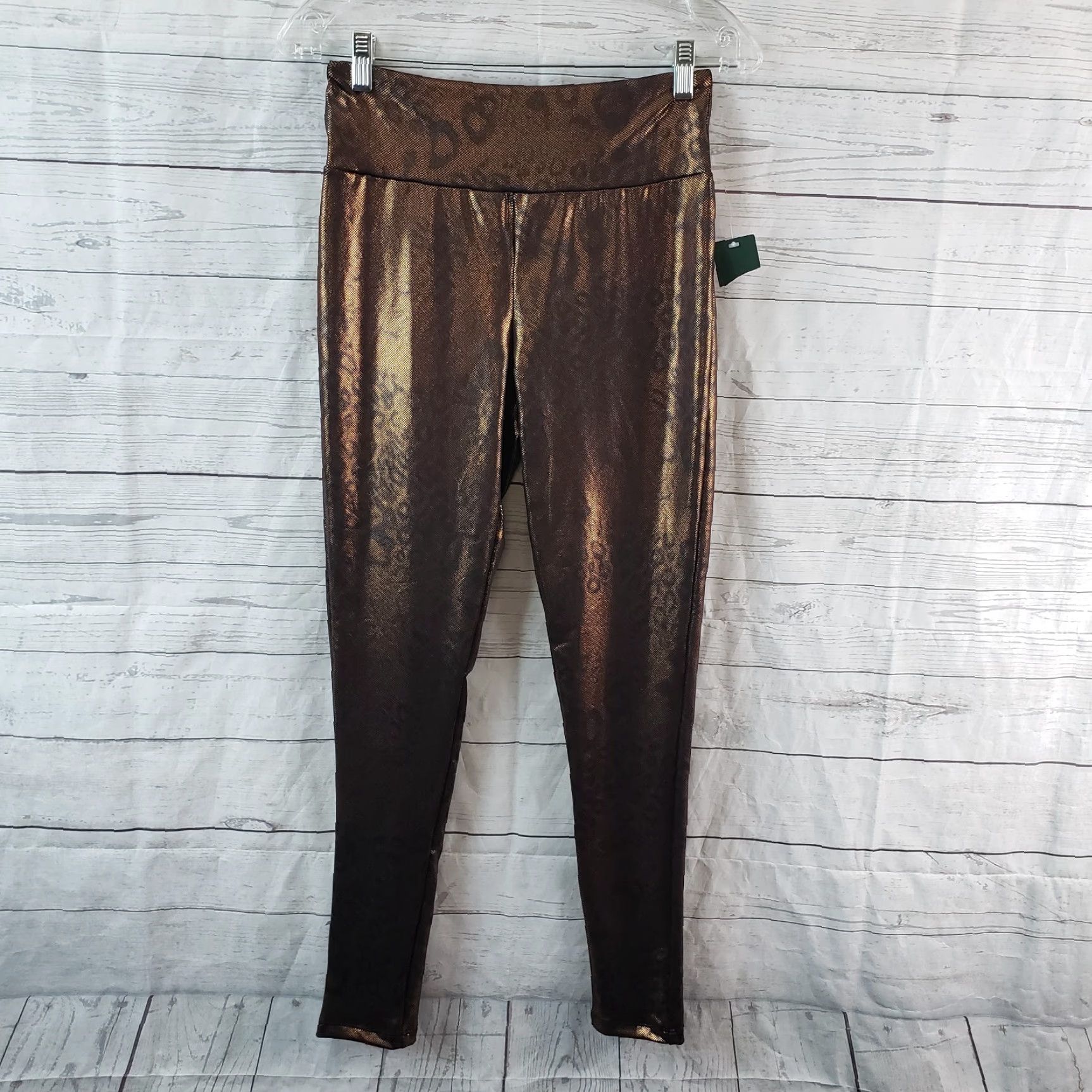 Vintage Wild Fable Leggings Womens Sz Medium Brown Metallic Animal Print Size 32" / US 10 / IT 46 - 2 Thumbnail