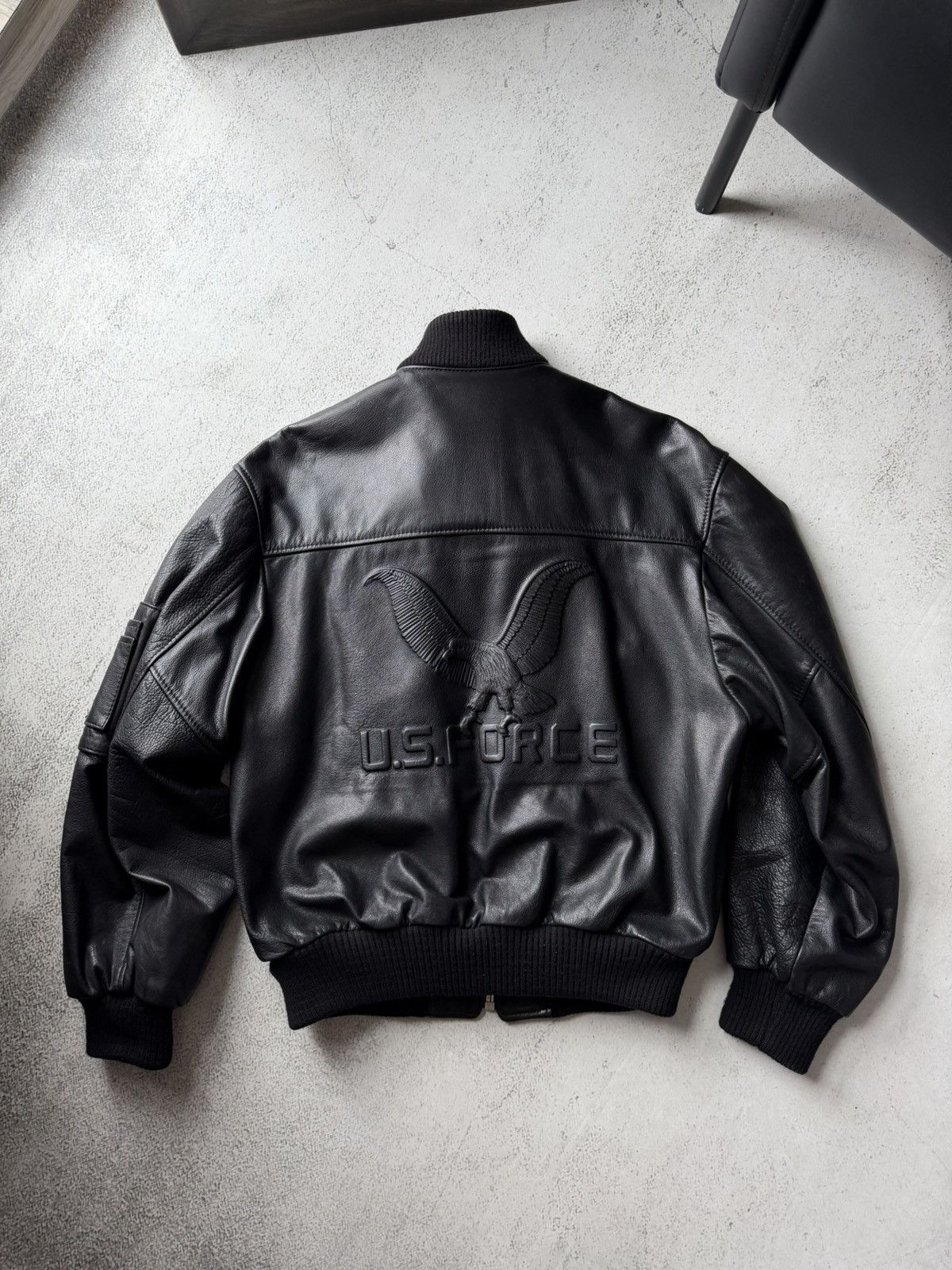Leather U.S. Force Air Flying MA1 Aviator Leather Army Jacket Bomber Size US L / EU 52-54 / 3 - 11 Thumbnail