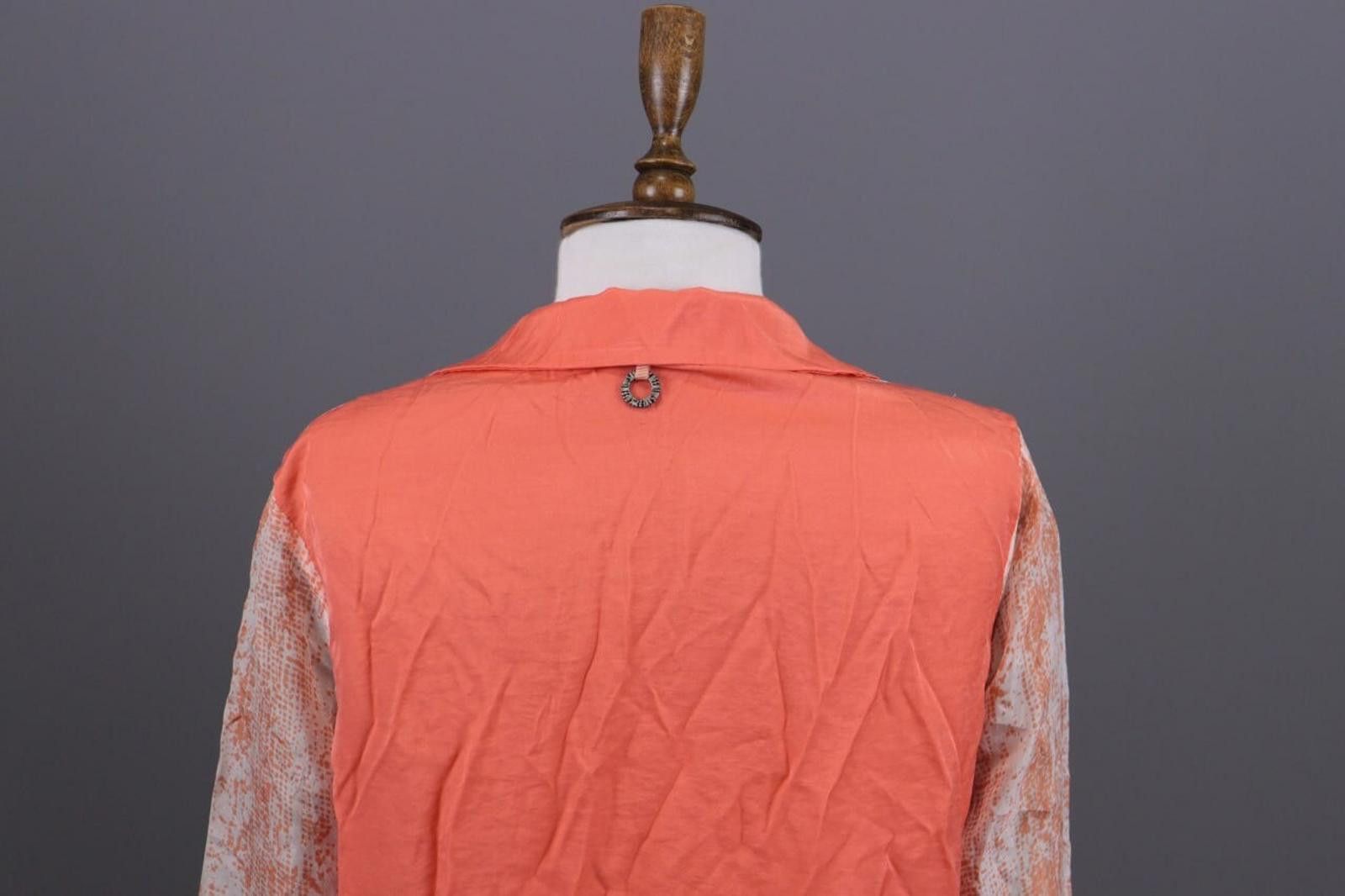 Designer Save The Queen Orange Abstract Silk Shirt Blouse Size S Size S / US 4 / IT 40 - 7 Thumbnail