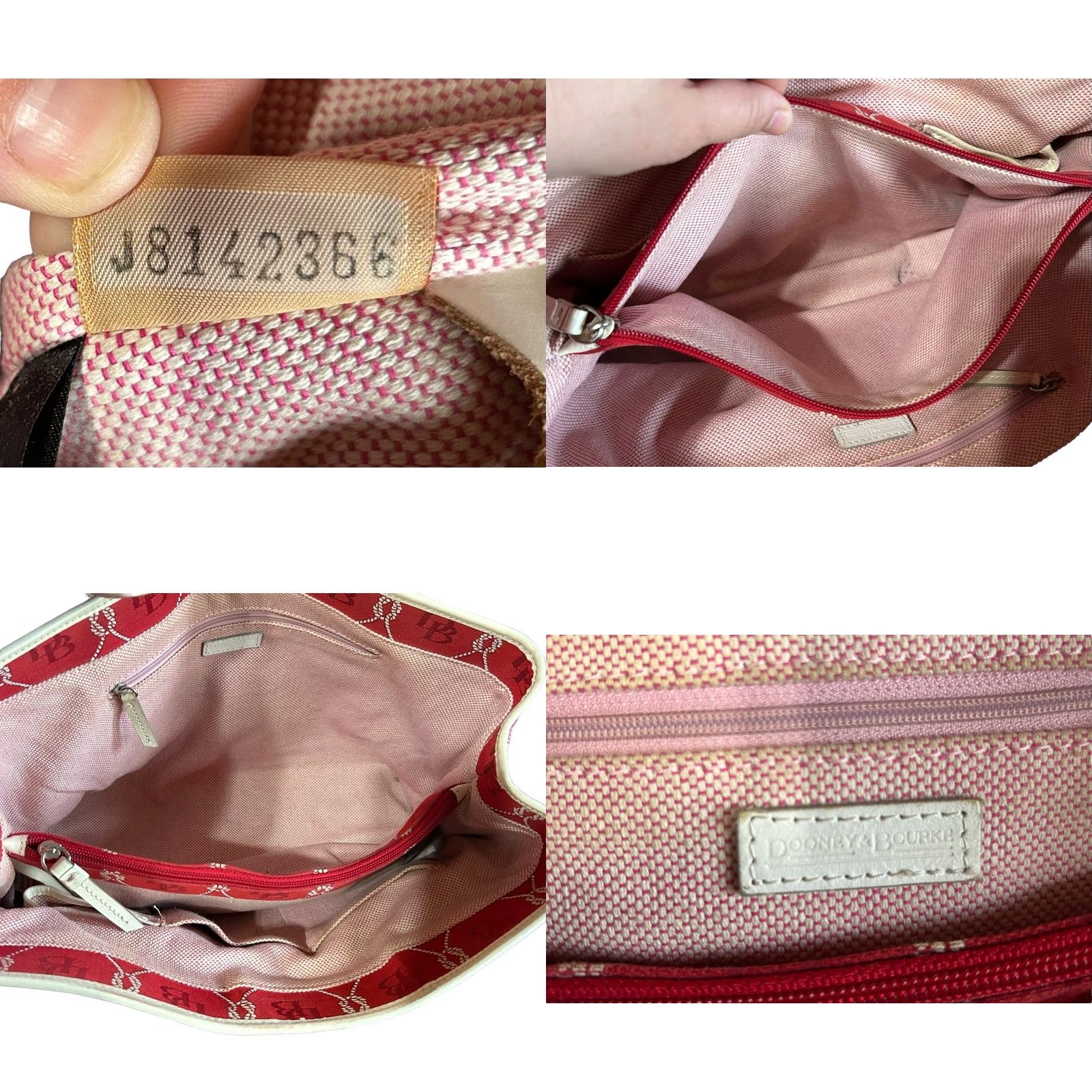 Logo 7 VINTAGE Dooney & Bourke Florentine Monogram Fabric Purse Women’s Shoulder Handbag Bag Red White Leather Canvas Size ONE SIZE - 11 Thumbnail