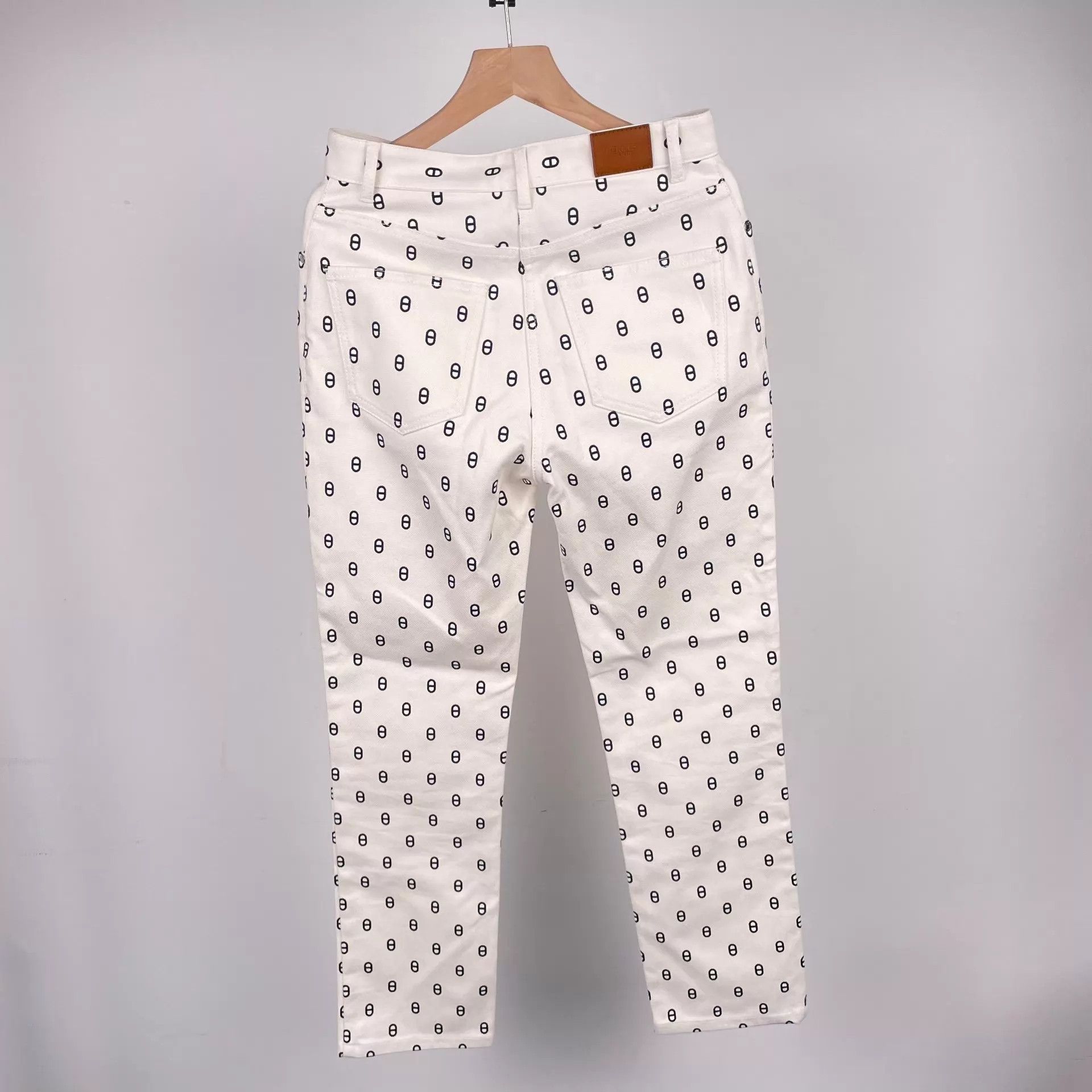 Hermes Hermes White Pig Nose Full Logo Cotton Denim Pants Size 26" / US 2 / IT 38 - 3 Thumbnail
