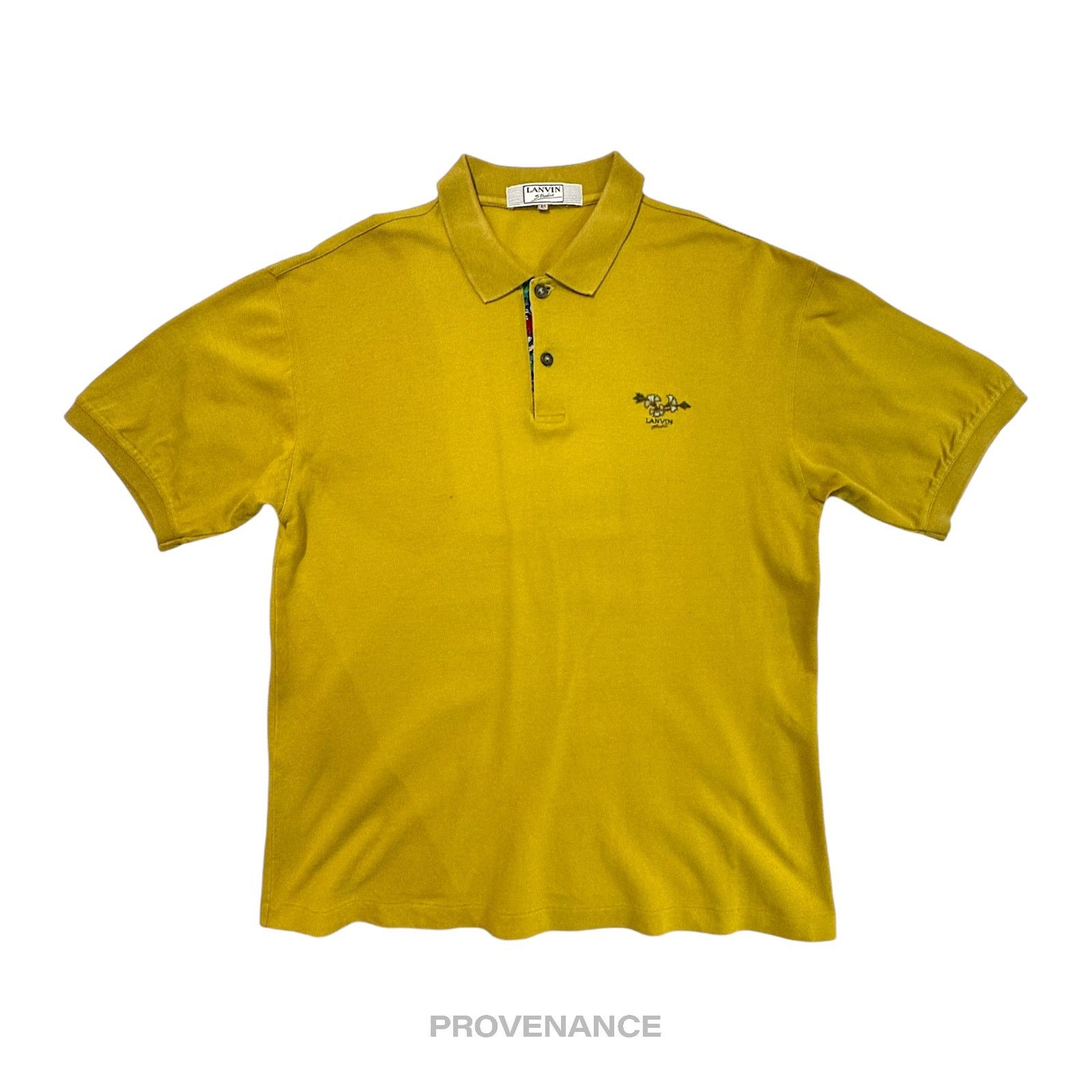 Lanvin 🔴 Lanvin Studio Polo Shirt Logo Floral - Golden Olive Size US M / EU 48-50 / 2 - 1 Thumbnail