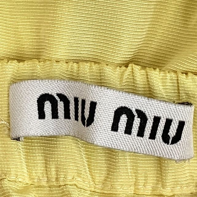 Miu Miu Miu Miu Yellow Pleated Elastic Waist Mini Skirt K26WX Size 27" / US 4 / IT 40 - 5 Thumbnail