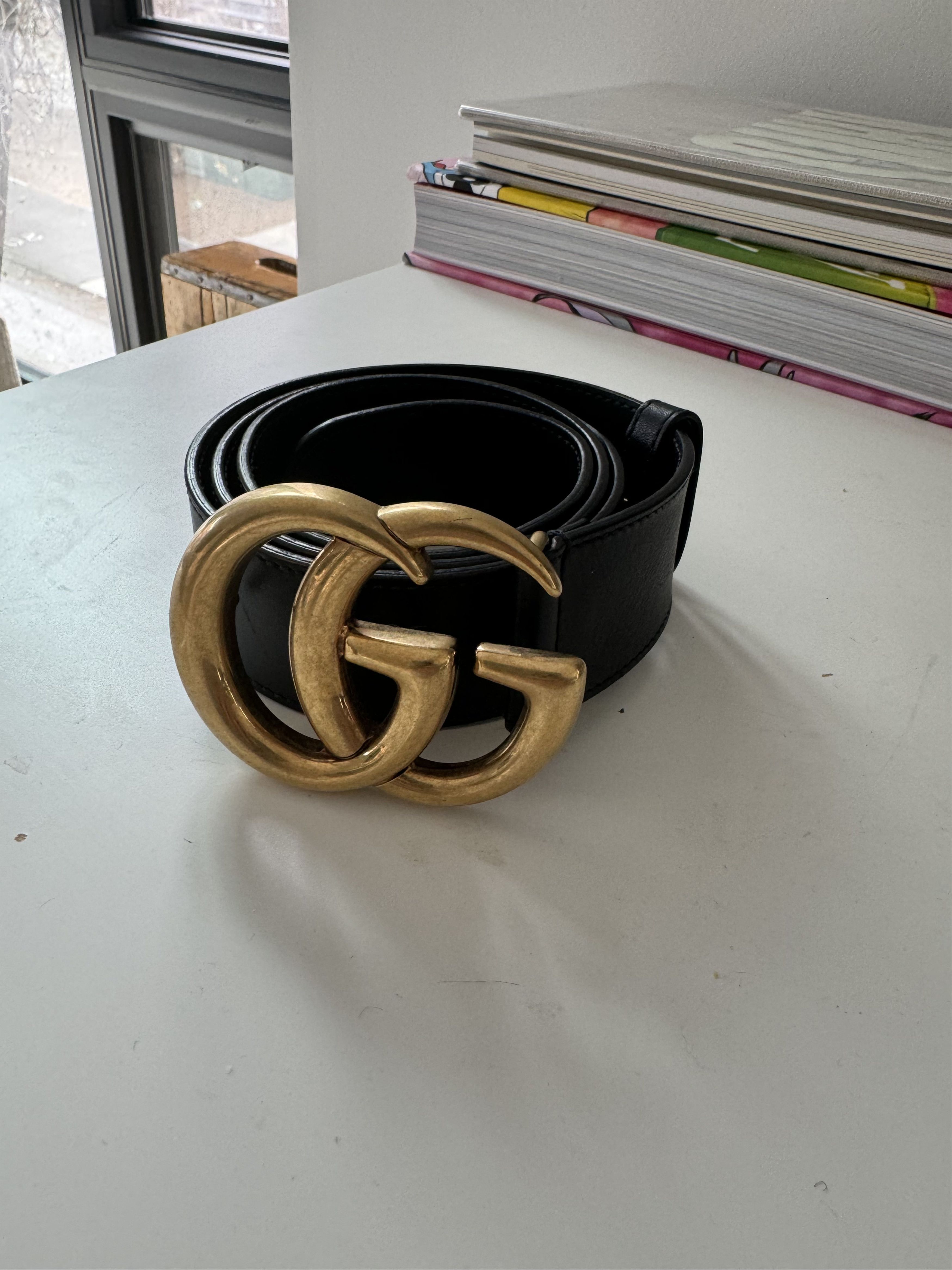 image of Gucci Large G's Belt in Black, Men's (Size 36)