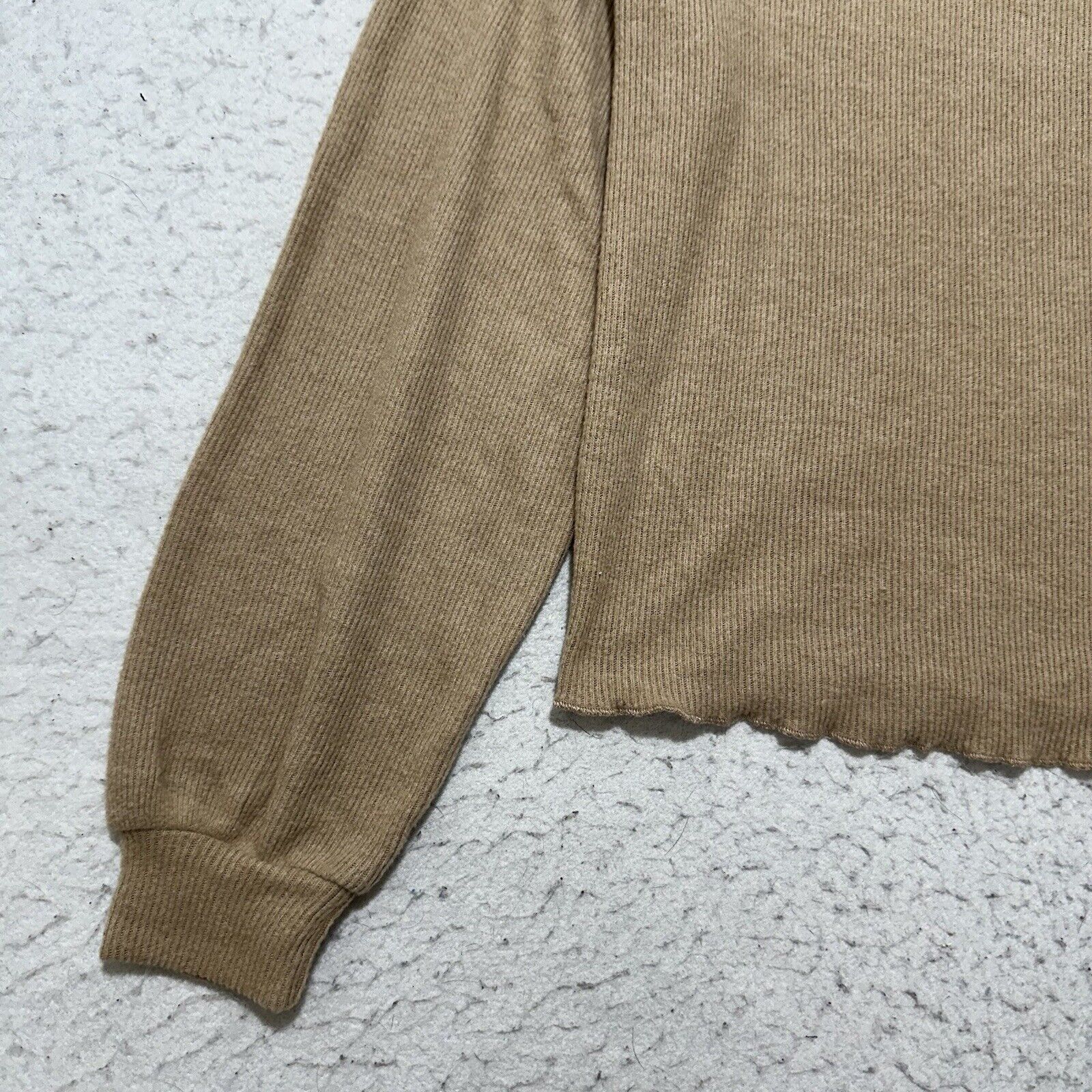 BB Dakota BB Dakota Small Crewneck Tan Brown Lettuce Hem Long Sleeve Size S / US 4 / IT 40 - 6 Thumbnail