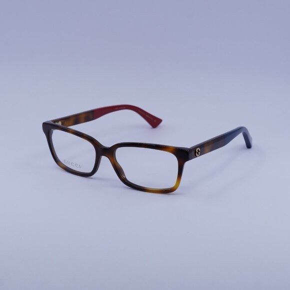 Gucci Gucci GG0168O 004 Eyeglasses Havana 53mm Rectangle Frame Size ONE SIZE - 4 Thumbnail