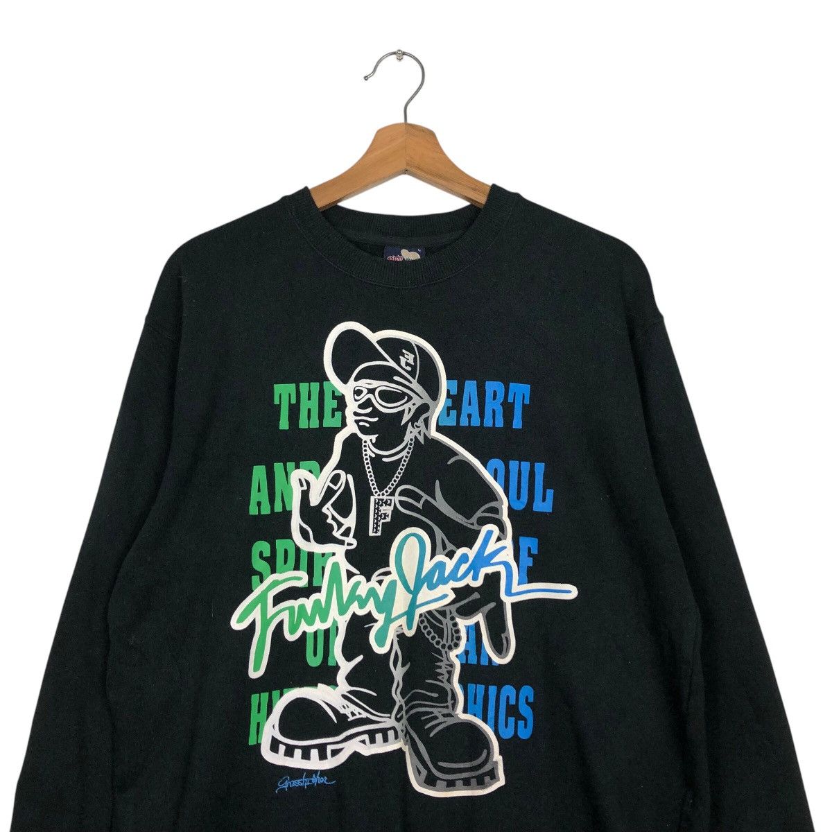 Japanese Brand 📌Vintage Sweatshirt Grass Hither Full Print Skate Style Size US L / EU 52-54 / 3 - 4 Thumbnail