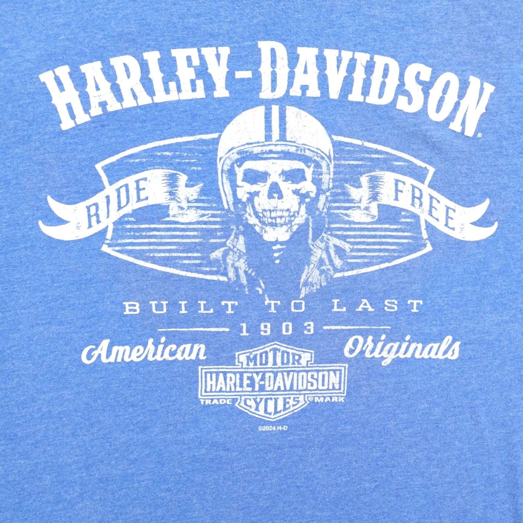 Harley Davidson VINTAGE Harley-Davidson Shirt Mens XL Blue Skull Motorcycle Biker Las Vegas Nevada Tee Size US XL / EU 56 / 4 - 2 Thumbnail