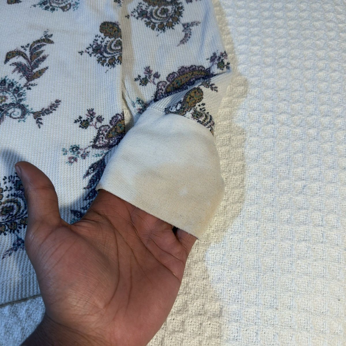 Other Time and Tru Paisley Waffle Knit Long Sleeve (XL) Size XL / US 12-14 / IT 48-50 - 4 Thumbnail
