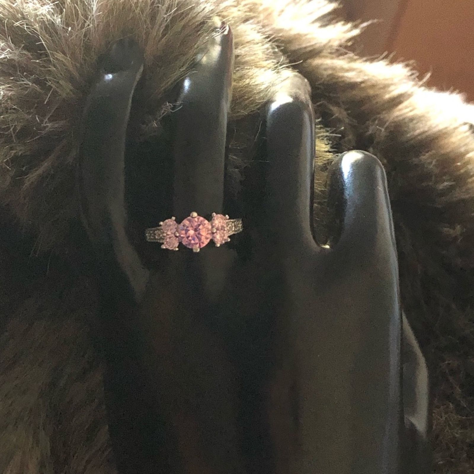 Jewelry Pink cubic zirconia 925 sterling silver band ring Size ONE SIZE - 9 Thumbnail