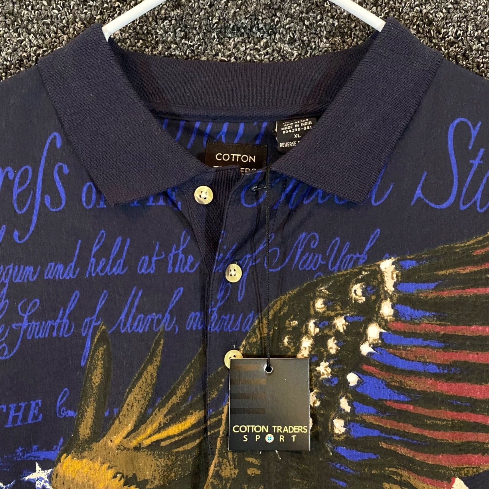 Cotton Traders VINTAGE American Flag Eagle All Over Print Polo Shirt Mens XL USA 90s Classic Polo Shirt Mens XL Blue Flag Eagle 90s USA Size US XL / EU 56 / 4 - 3 Thumbnail
