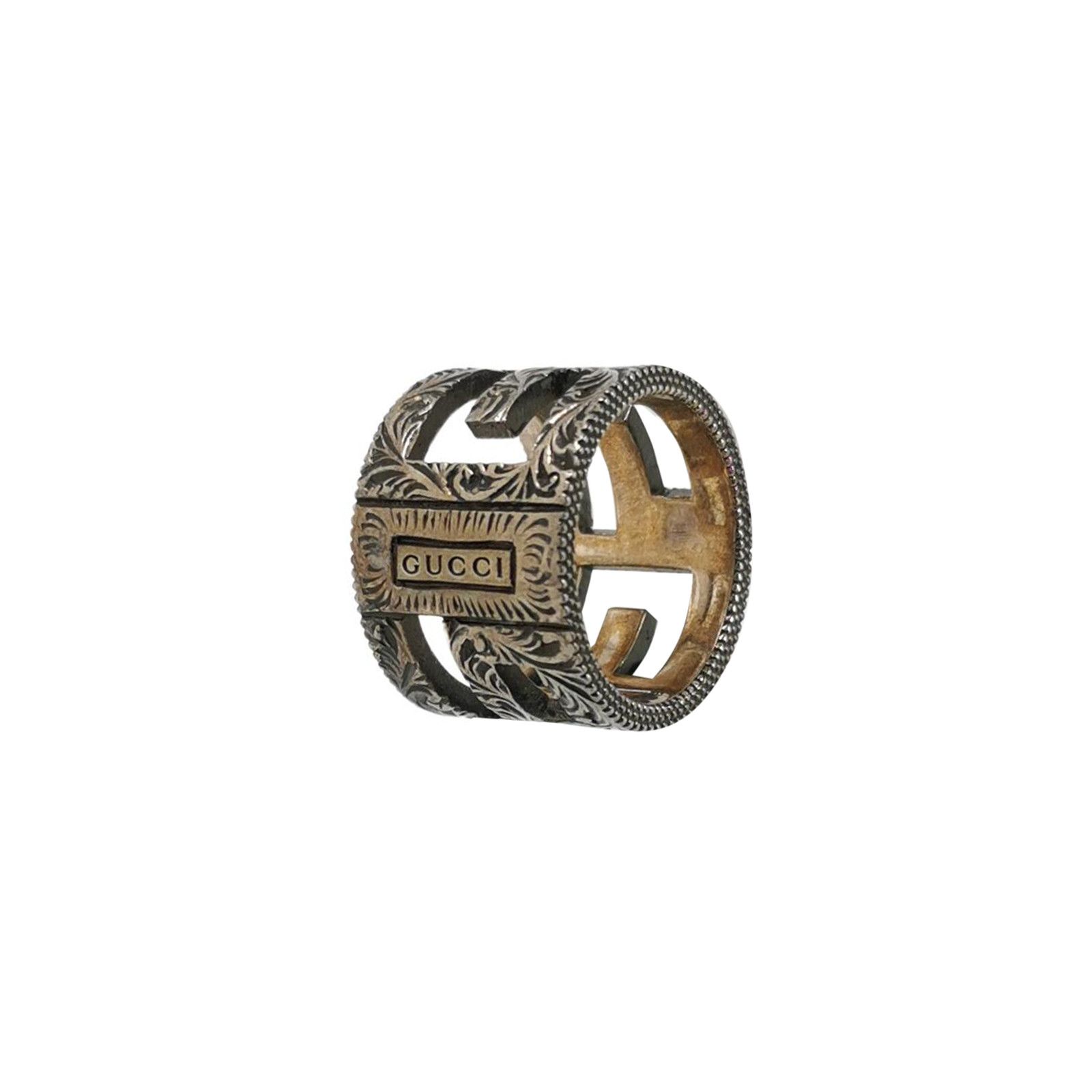 Gucci Gucci Silver Hollow Double G Ring Size 19 -z2505 Size ONE SIZE - 1 Thumbnail