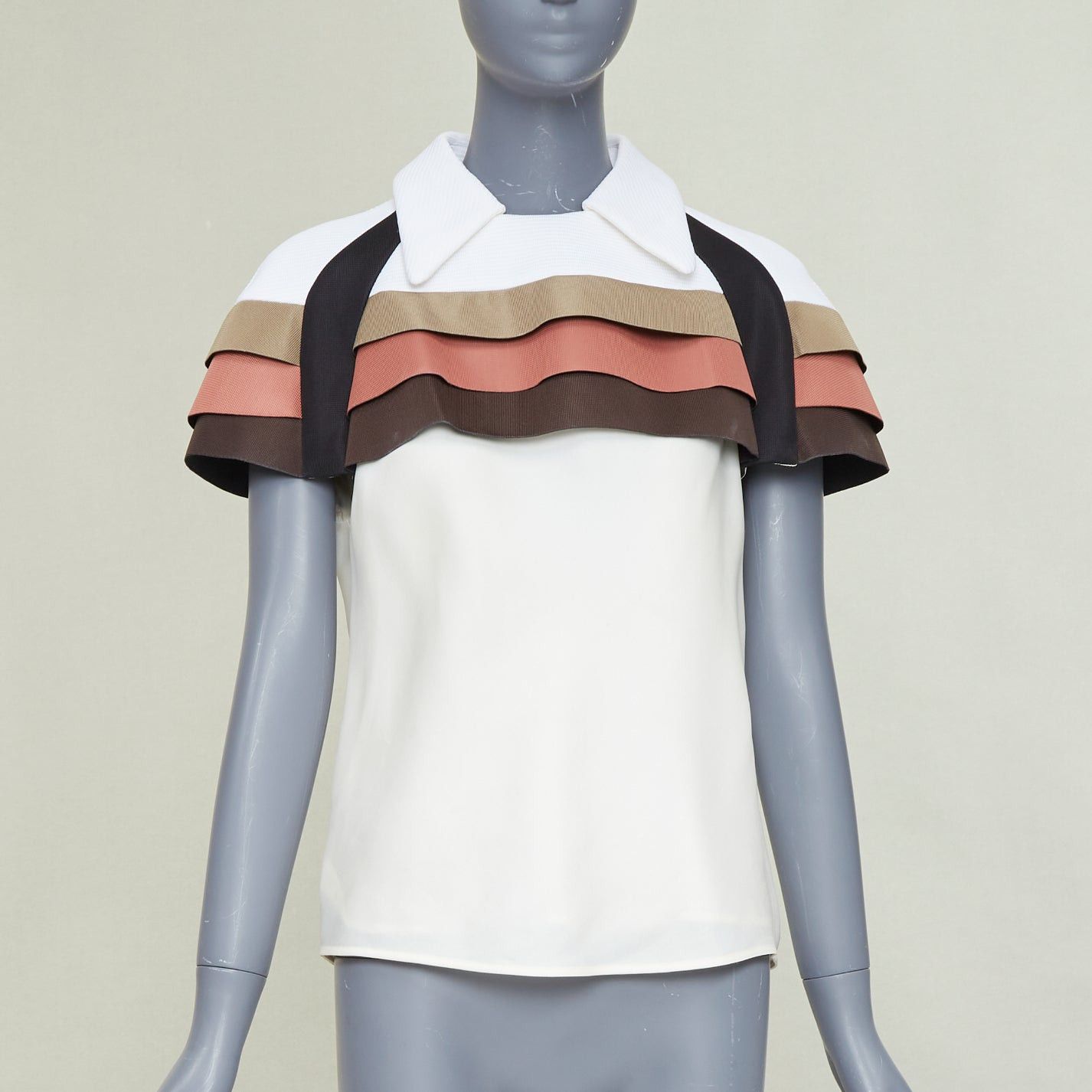 Louis Vuitton LOUIS VUITTON 2017 Runway scuba cape tricolor nylon ruffle collared top FR38 M Size M / US 6-8 / IT 42-44 - 1 Thumbnail