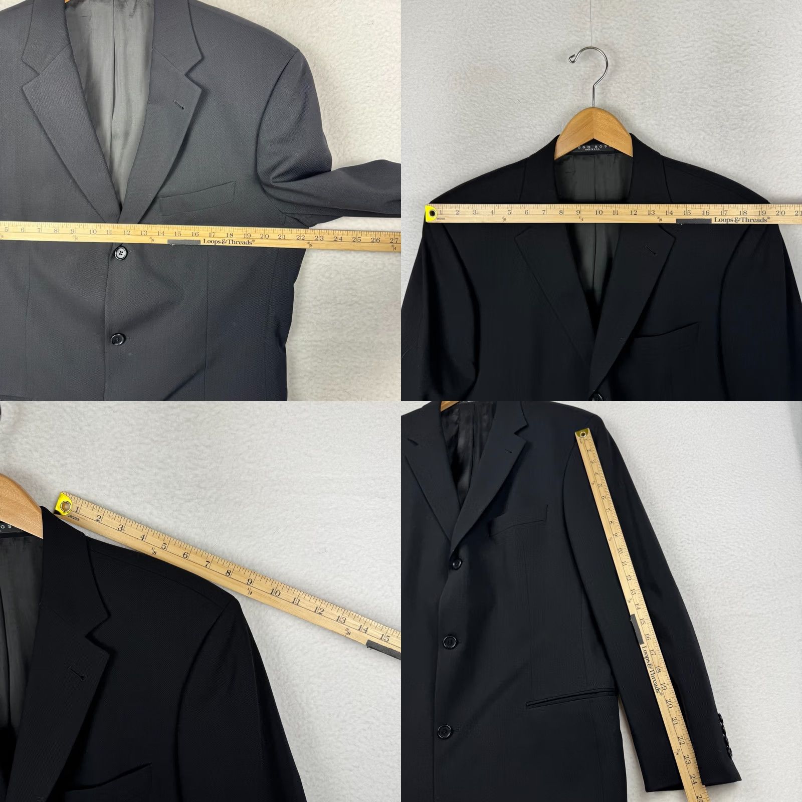 Hugo Boss VINTAGE BOSS by Hugo Boss Mens 42L Einstein Wool Black Suit Coat Blazer Jacket USA Size 42R - 8 Thumbnail
