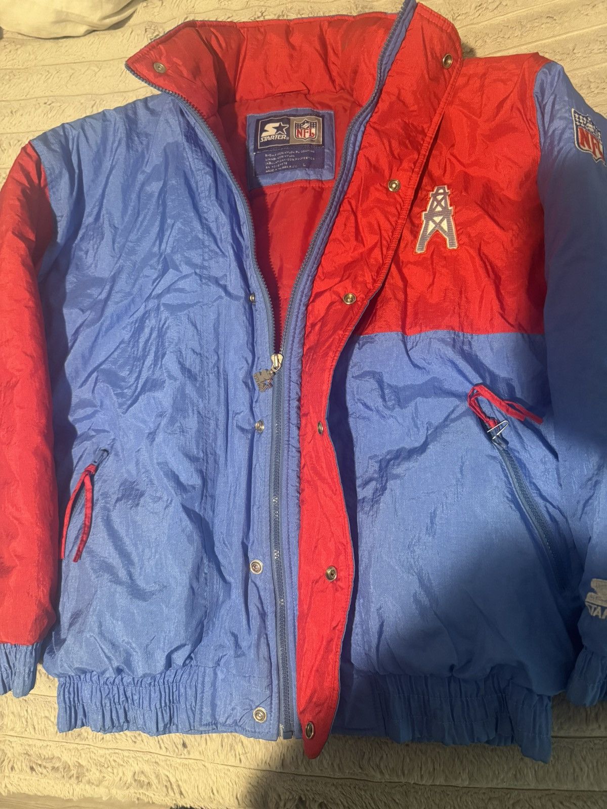 NFL houston oilers 90s vintage rare texas puffer jacket coat 80s Size US L / EU 52-54 / 3 - 13 Thumbnail