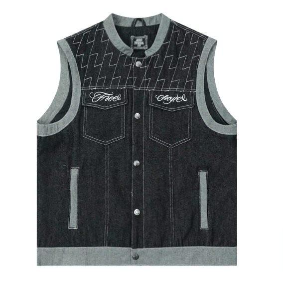 Japanese Brand × Vintage "Long Tour-L" Spliced Denim Vest Size US L / EU 52-54 / 3 - 1 Thumbnail