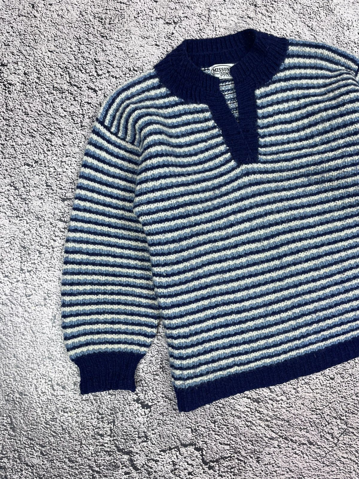 Missoni Missoni Uomo Striped Wool Sweater Blue Italy Vintage Size US M / EU 48-50 / 2 - 2 Thumbnail