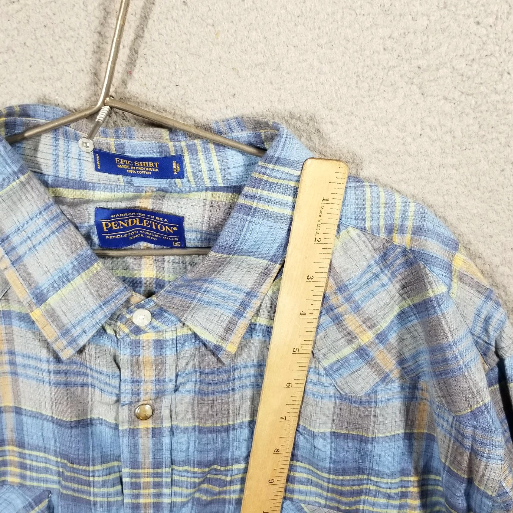 Pendleton VINTAGE Pendleton Western Shirt Men XL Blue Plaid Casual Button-Up Long Sleeve Cotton Size US XL / EU 56 / 4 - 4 Thumbnail