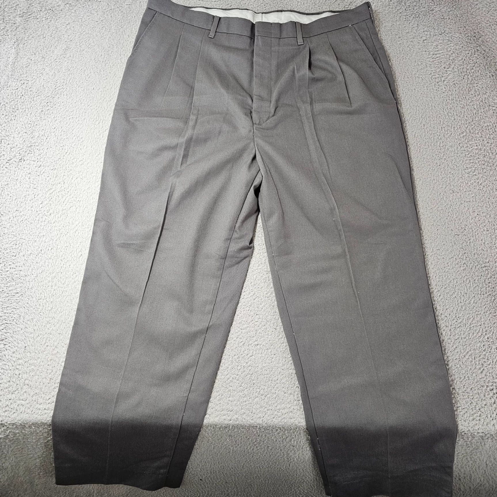 Vintage Edwards Mens Dress Pants 38x27 Gray Classic Fit Pleated Cotton Polyester Woven Size US 38 / EU 54 - 2 Thumbnail