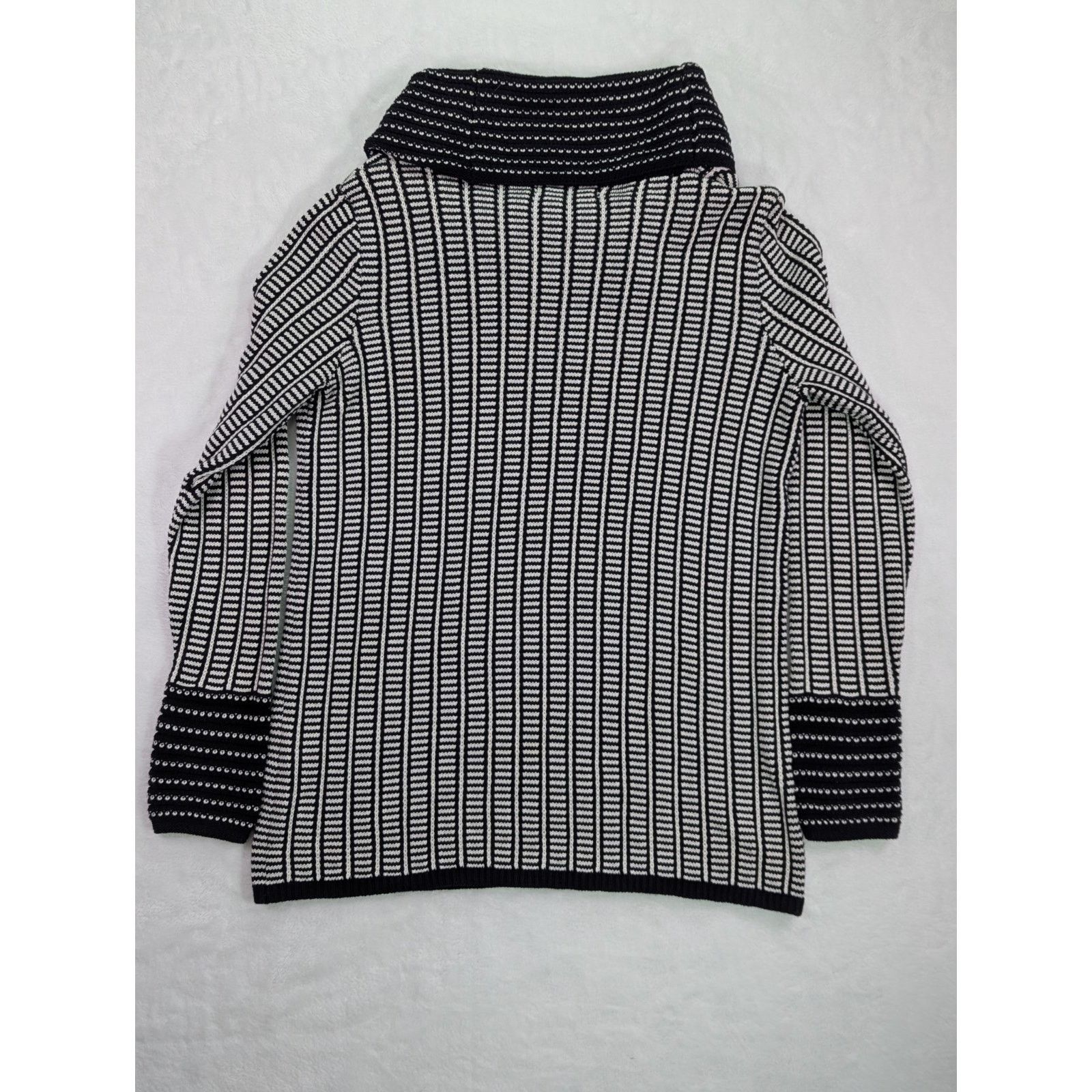 Calvin Klein Large Black & White Pattern Cowl Neck Sweater Size L / US 10 / IT 46 - 8 Thumbnail