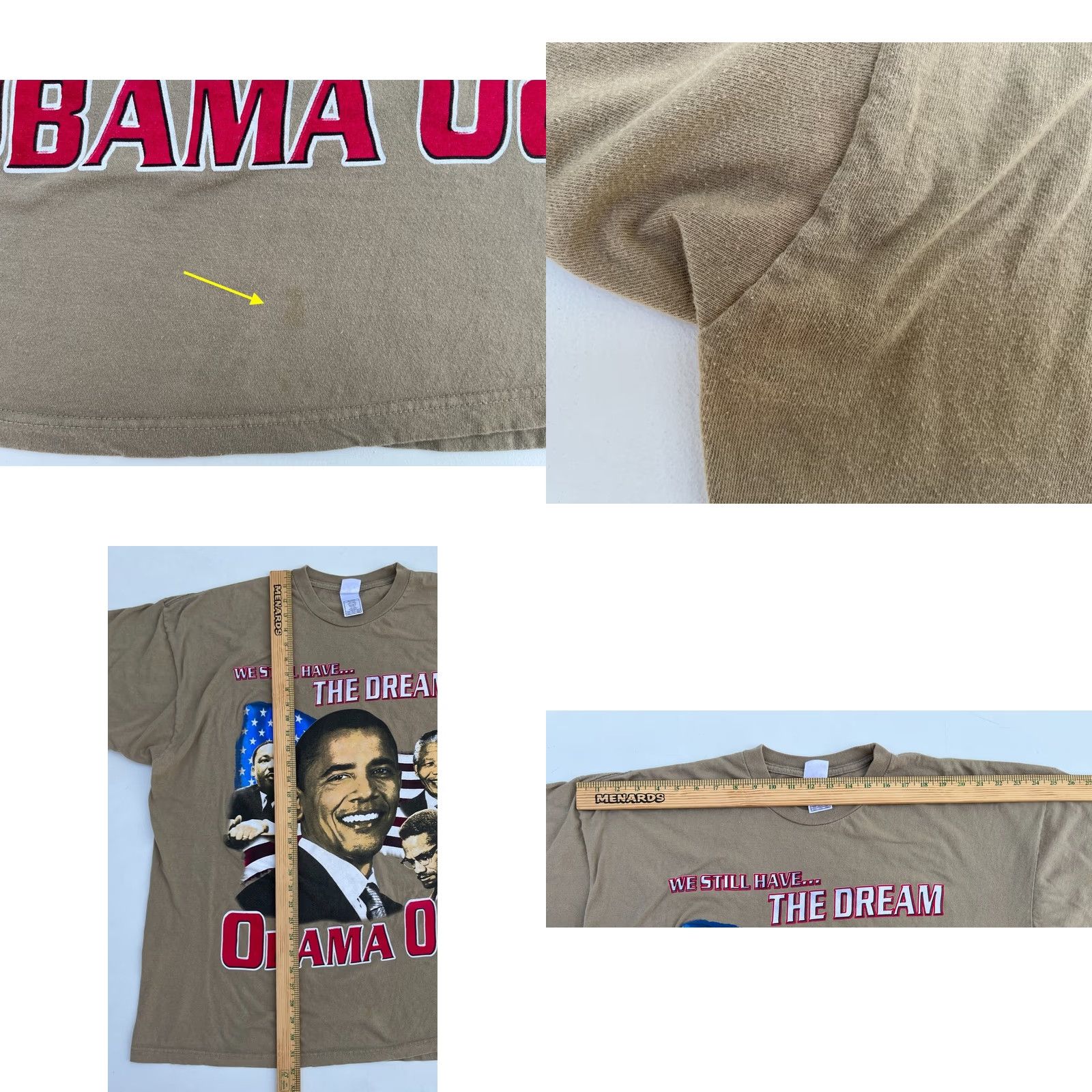 Vintage VINTAGE Men's T-Shirt Obama We Still Have The Dream 2008 3XL Beige Cotton USA Crew Neck Short Sleeve VINTAGE Size US XXL / EU 58 / 5 - 8 Thumbnail