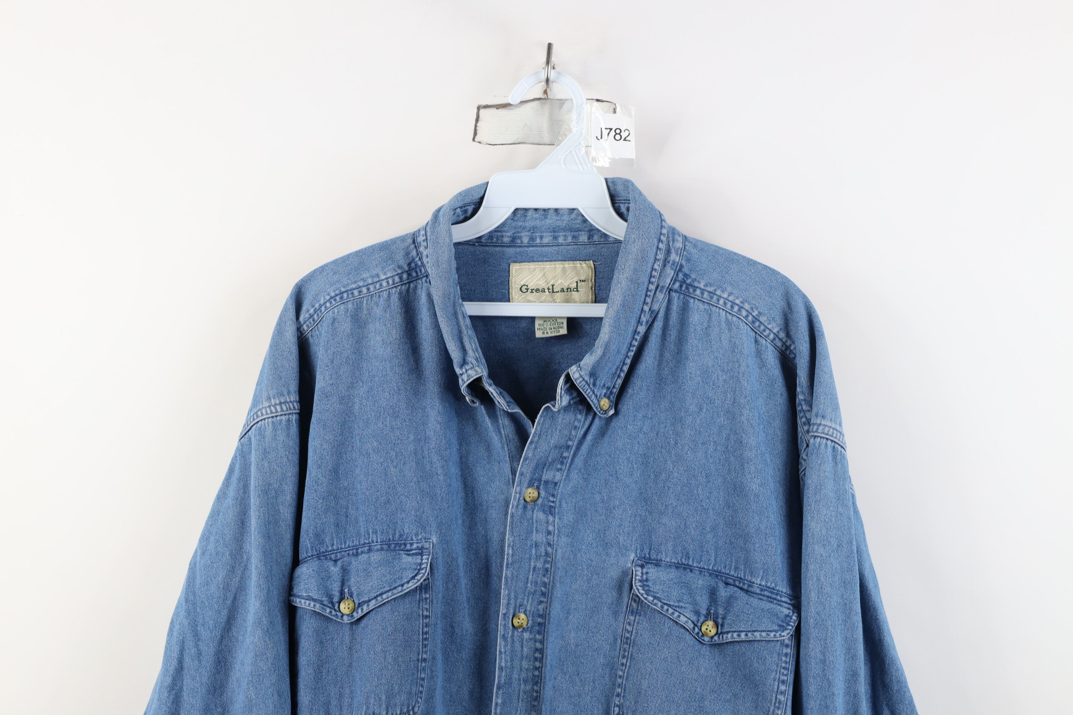 Vintage Vintage 90s Y2K Streetwear Denim Jean Collared Button Shirt Size US XXL / EU 58 / 5 - 2 Thumbnail