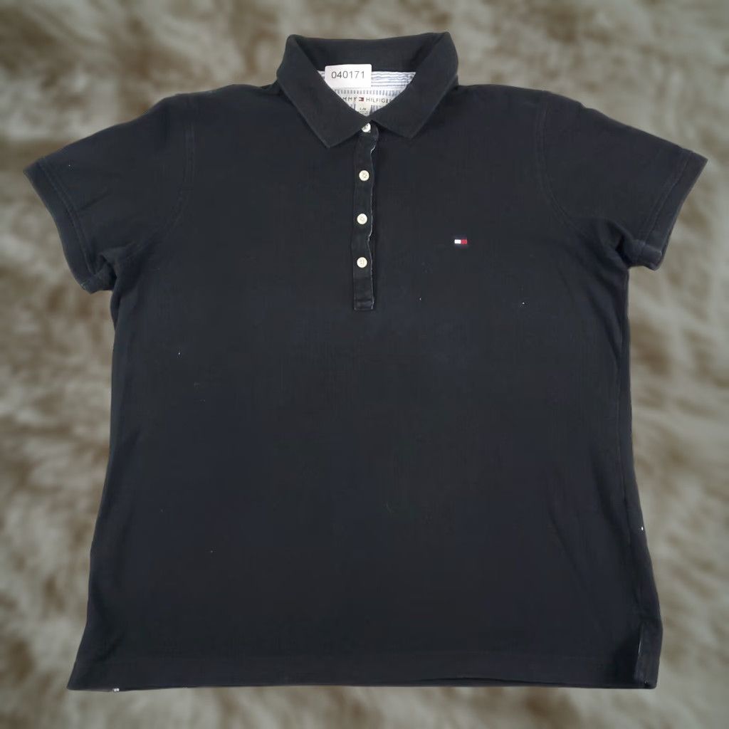 Tommy Hilfiger Tommy Hilfiger Polo Shirt Womens Large Black Casual Short Sleeve Ladies Size L / US 10 / IT 46 - 1 Thumbnail