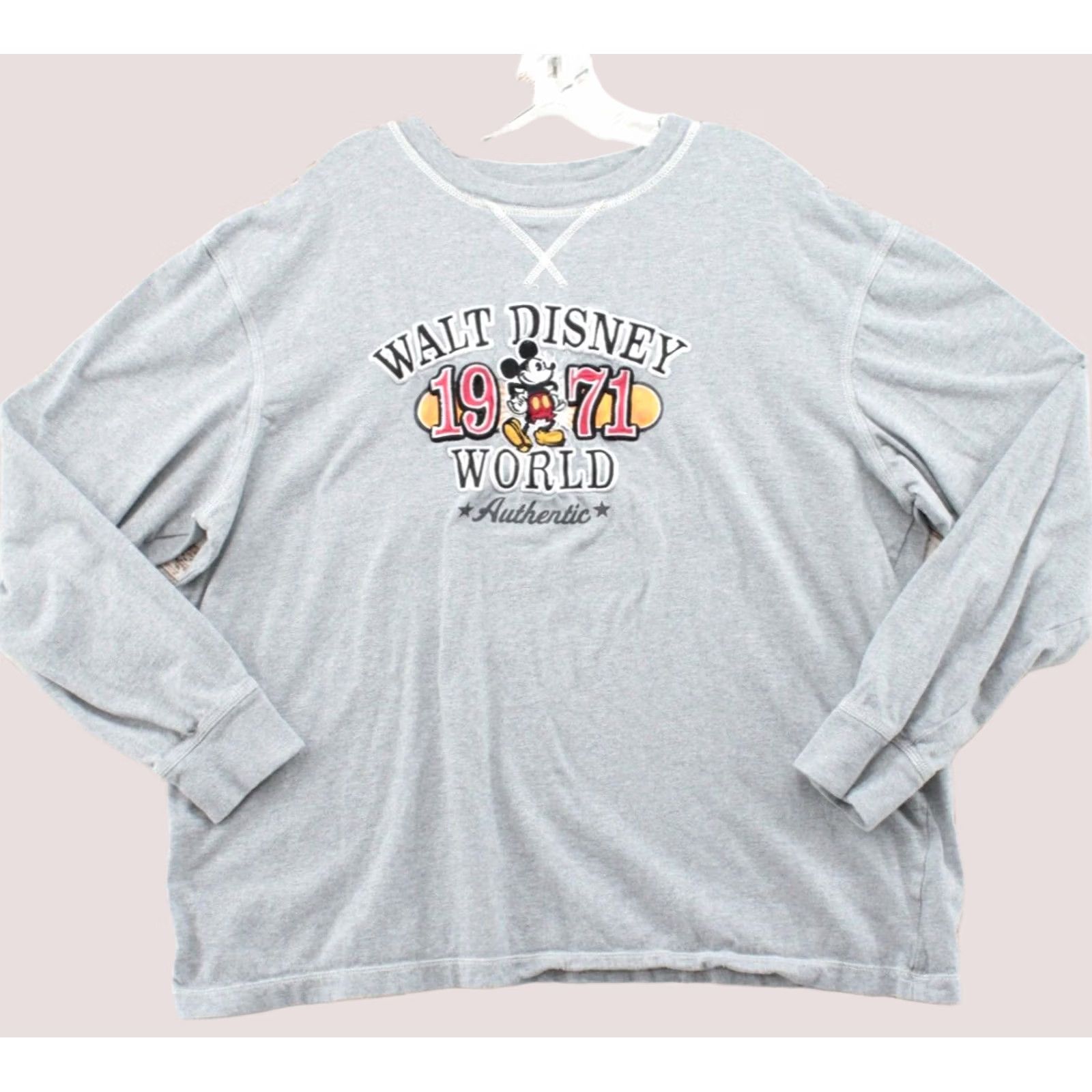 Disney Walt Disney World Mickey Mouse T-Shirt XL Gray Long Sleeve Cotton Vacation Unisex Adults Regular Crew Neck Size US XL / EU 56 / 4 - 1 Thumbnail