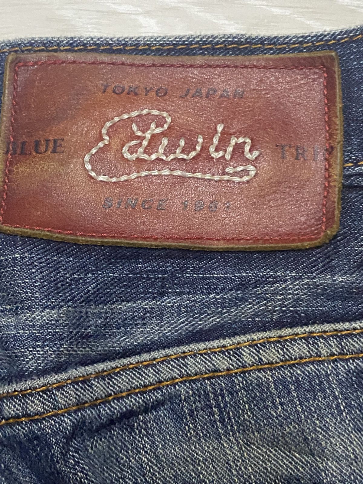 Edwin Vintage Edwin 503 Blue Trip Mud Wash Distressed Loose Jeans Size US 33 - 11 Thumbnail