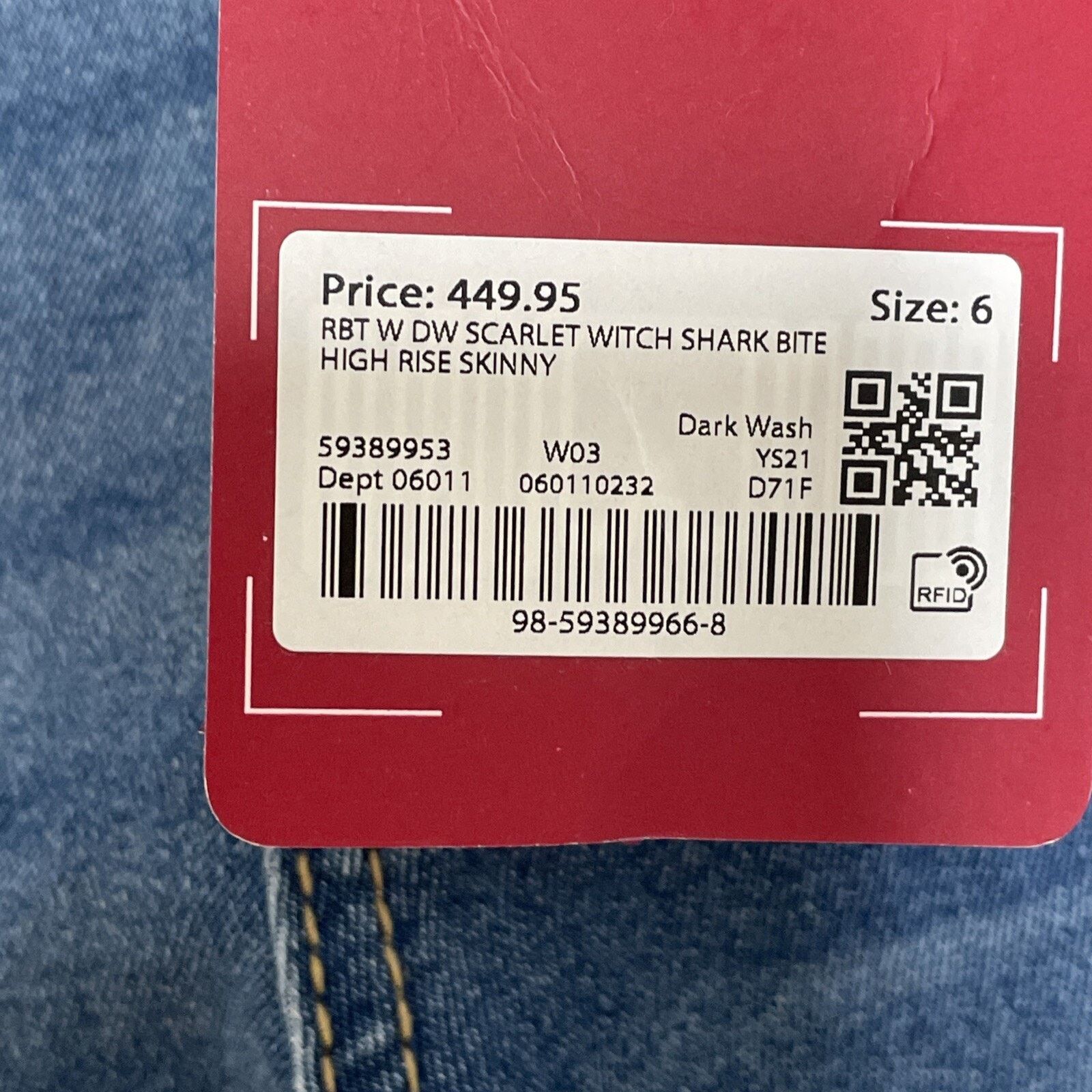 Other REDBAT 6 Blue Jeans Distressed Denim High Rise Skinny NWT Size 24" / US 00 / IT 34 - 9 Thumbnail