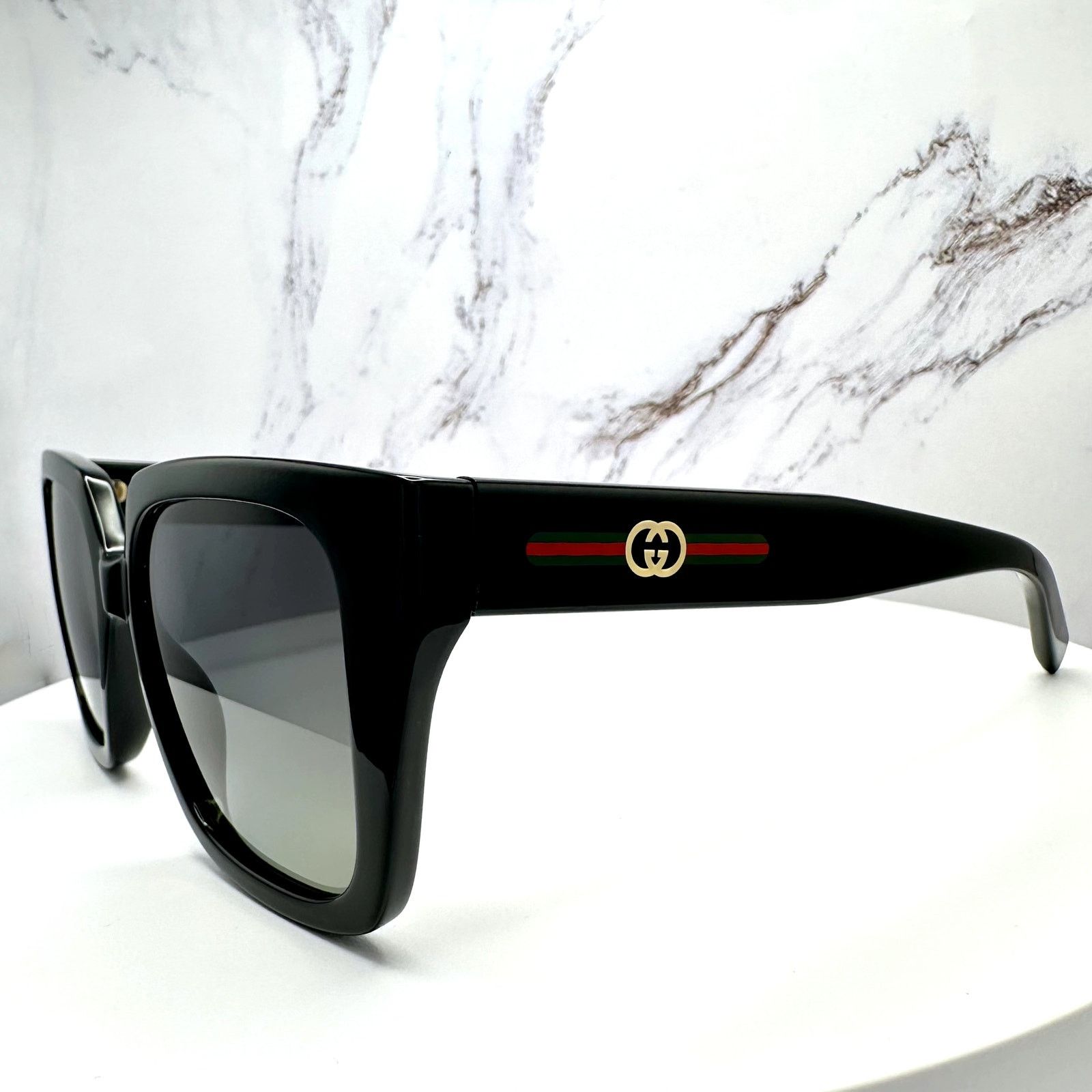 Gucci New GUCCI Sunglasses Black 54mm Square Gold GG Red Green Web Size ONE SIZE - 16 Thumbnail