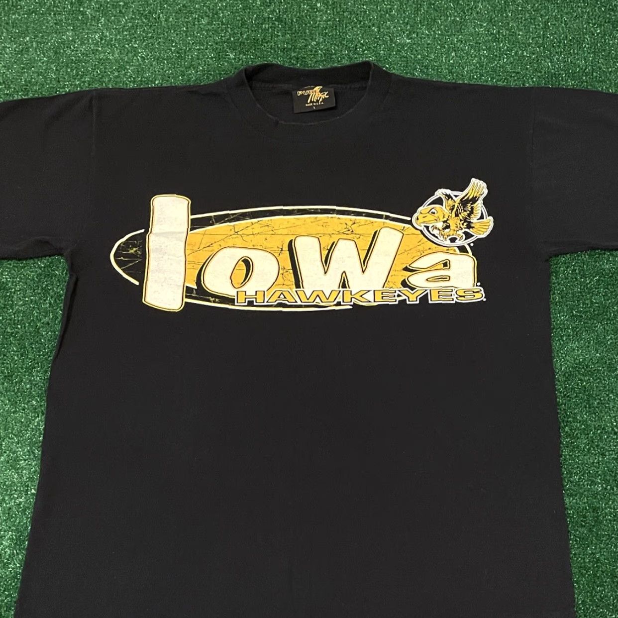 Spell VINTAGE 90s University Of Iowa Hawkeyes Spell Out Shirt Mens XL Black T-Shirt Made In USA Size US XL / EU 56 / 4 - 3 Thumbnail