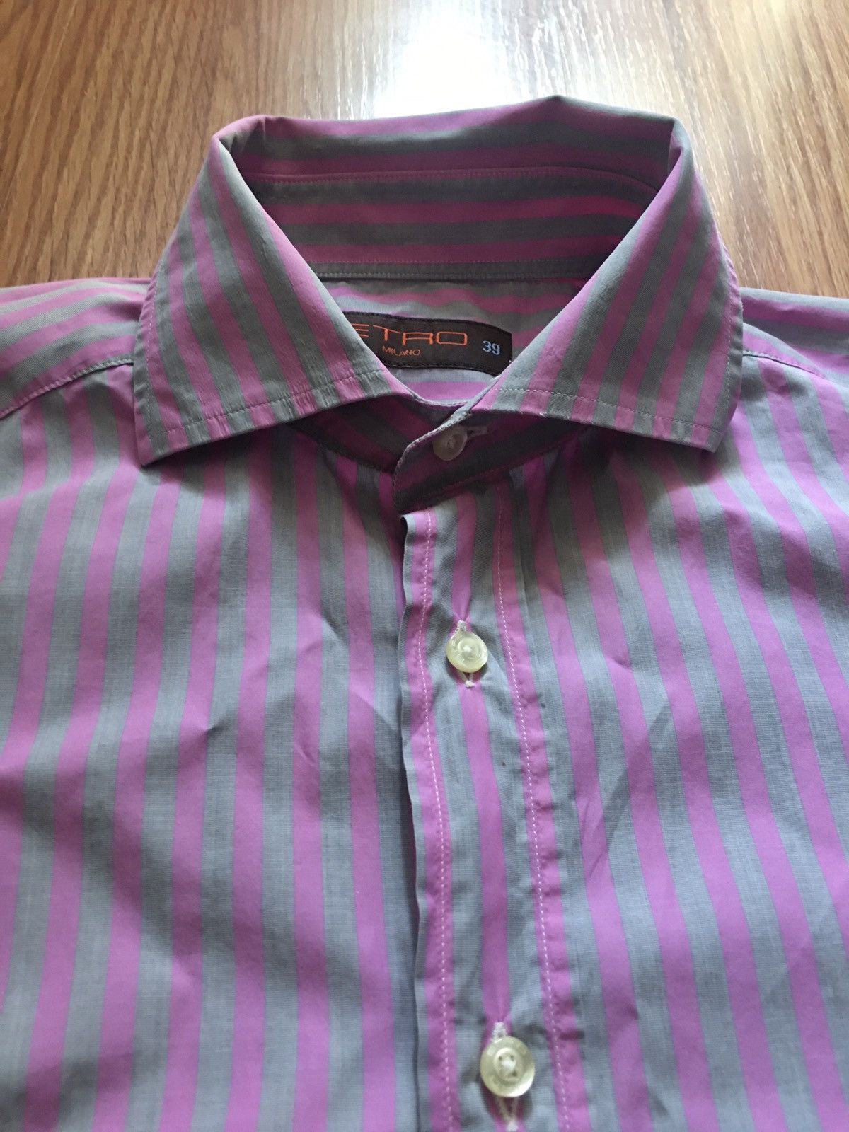 Etro ETRO Milano Multicolor Striped Cotton Mens Shirt Size 39 / M Size US M / EU 48-50 / 2 - 2 Thumbnail