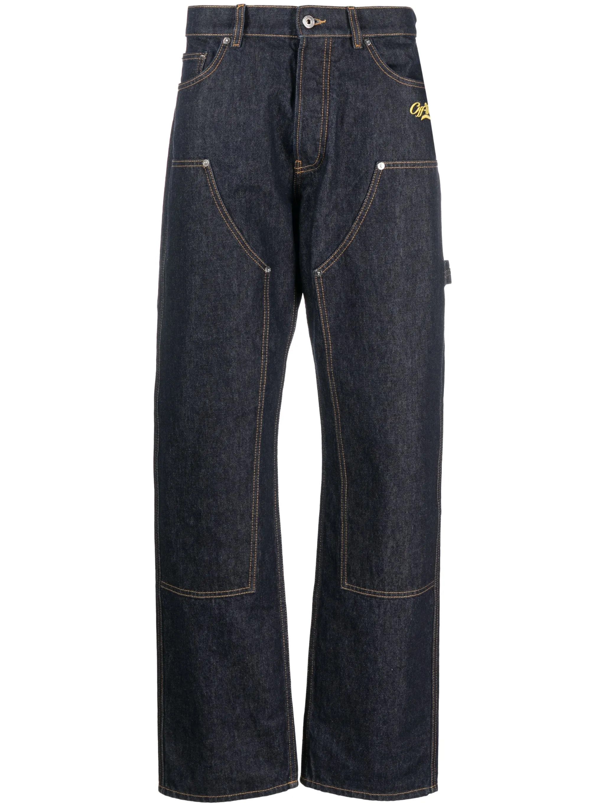 Off-White o1y0225 Logo Denim Pant in Blue Size US 32 / EU 48 - 1 Thumbnail