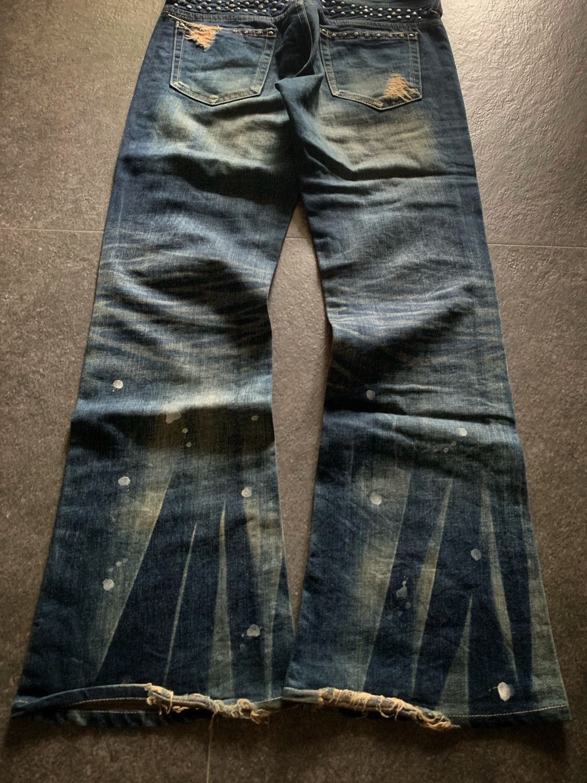 If Six Was Nine Varosh Mud Wash Studded Swarovski Flared Denim Size US 32 / EU 48 - 9 Thumbnail