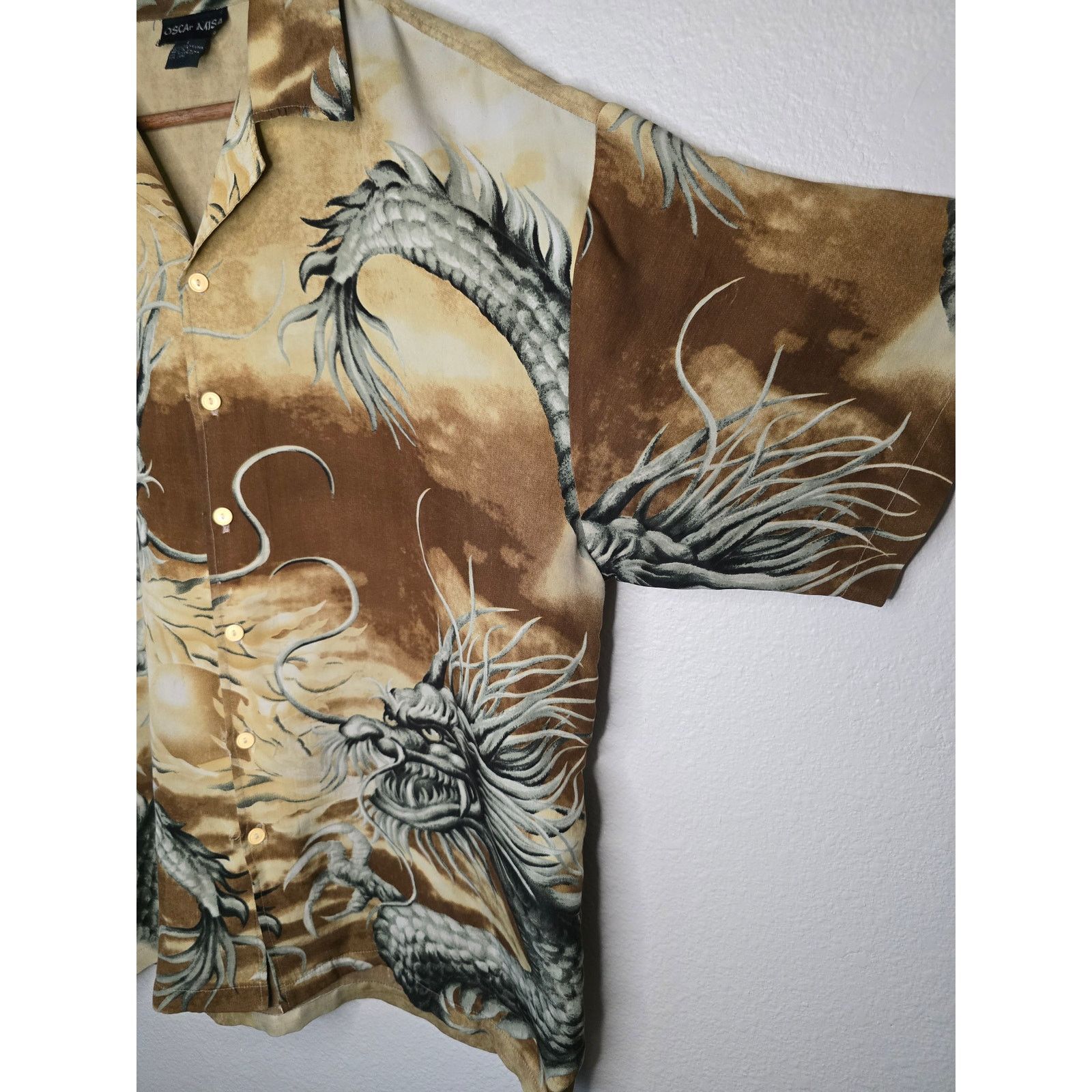Other Y2K Dragon Shirt Brown Oscar Misa L AOP Button Up Size US L / EU 52-54 / 3 - 8 Thumbnail