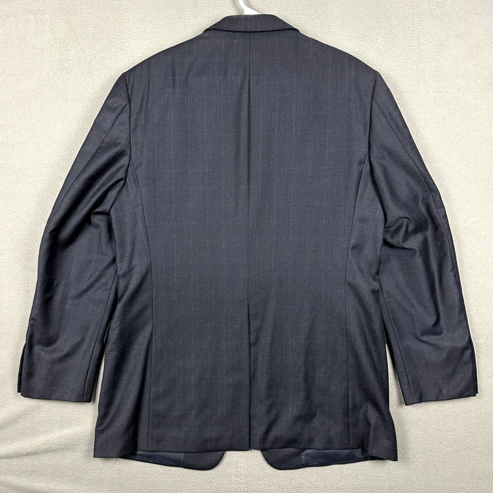 Loro Piana Hickey Freeman Blazer Blue Windowpane Wool 43L Notch Lapel Single-Breasted 2-Button Four-Button Sleeve Long Size 46R - 2 Thumbnail