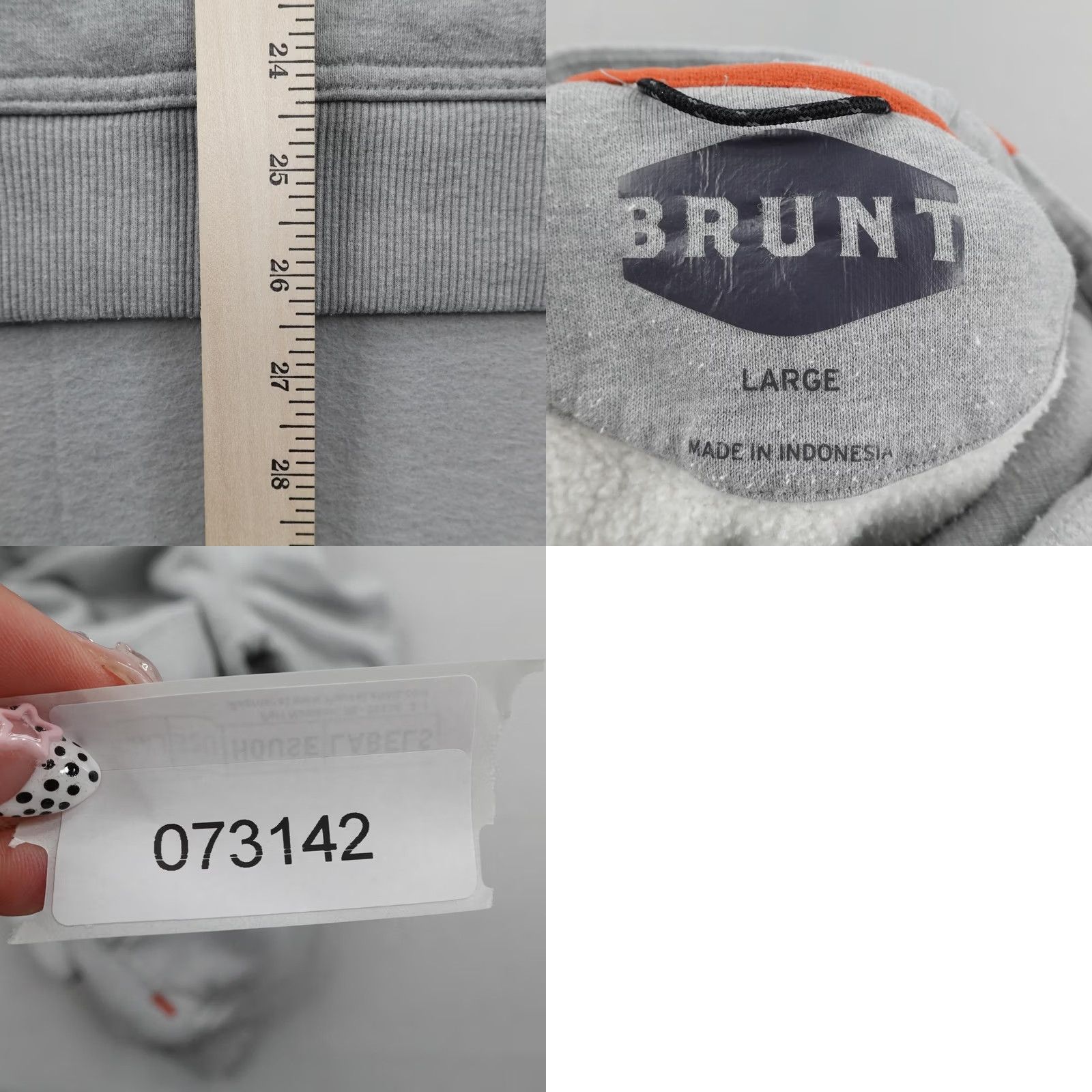 Vintage Brunt Hoodie Men Large Grey Heavyweight Fleece Size US L / EU 52-54 / 3 - 8 Thumbnail