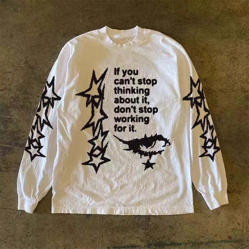 Vintage White retro street style eye print long-sleeved t-shirt Size US M / EU 48-50 / 2 - 1 Thumbnail