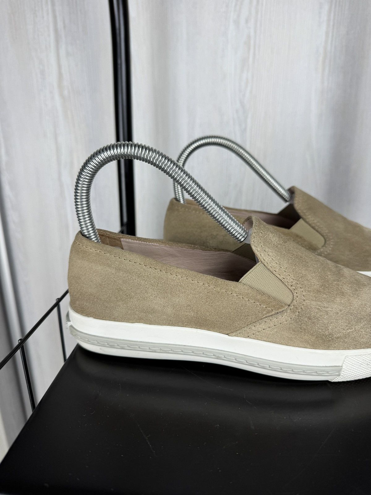 Miu Miu MIU MIU PRADA Beige Suede GRAY TRIM METAL CAP TOE LOAFERS 36 Size US 6 / IT 36 - 2 Thumbnail