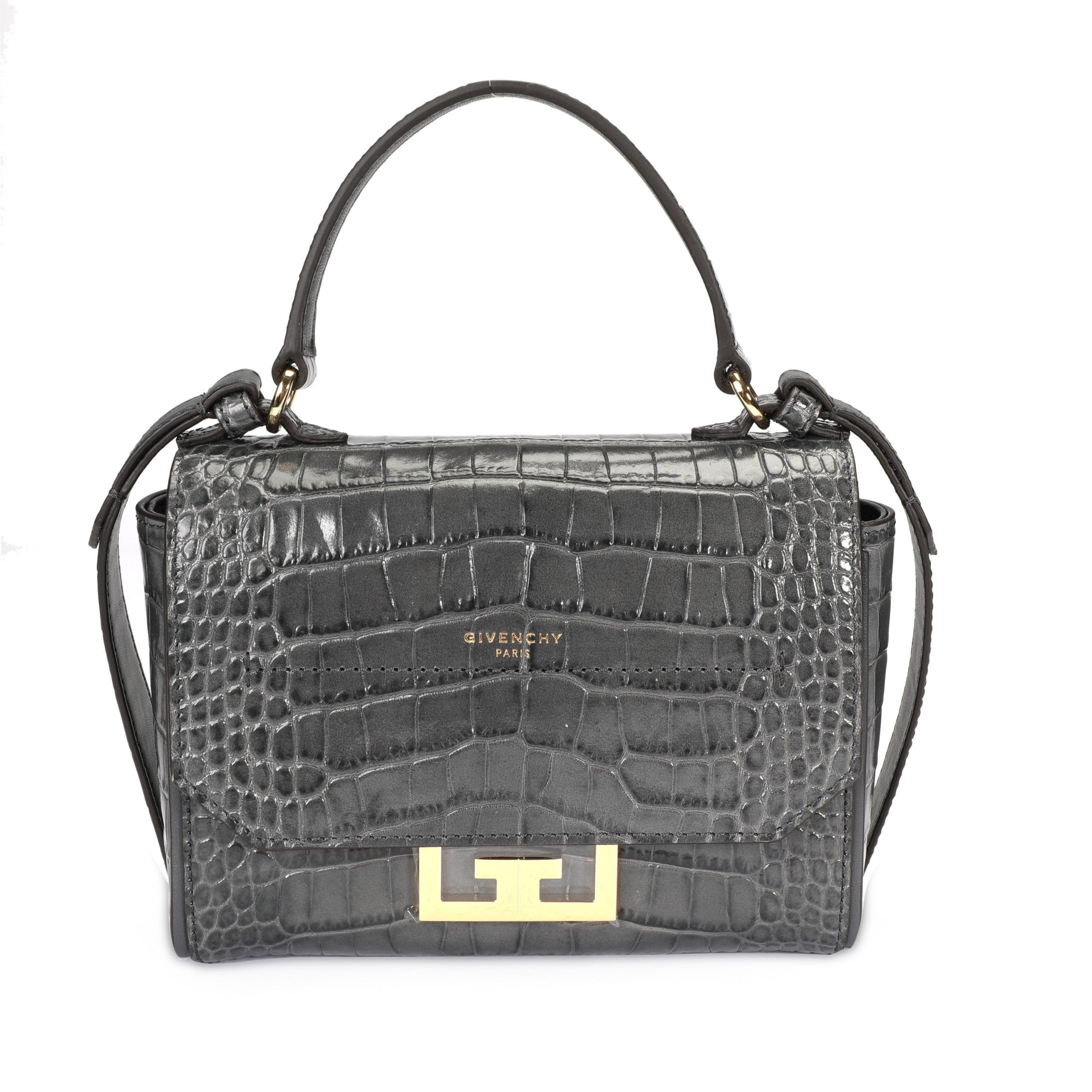 image of Givenchy Storm Grey Crocodile-Effect Mini Eden Bag, Women's