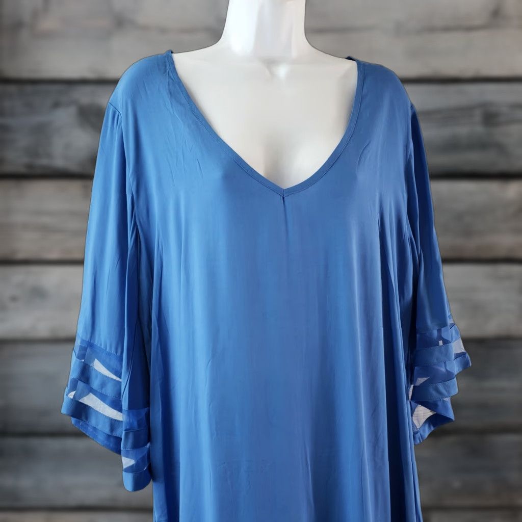 Vintage Ekouaer Womens Tunic L Solid Blue 3/4 Sleeve Rayon Scoop Neck Blouse Womens Size L / US 10 / IT 46 - 1 Thumbnail