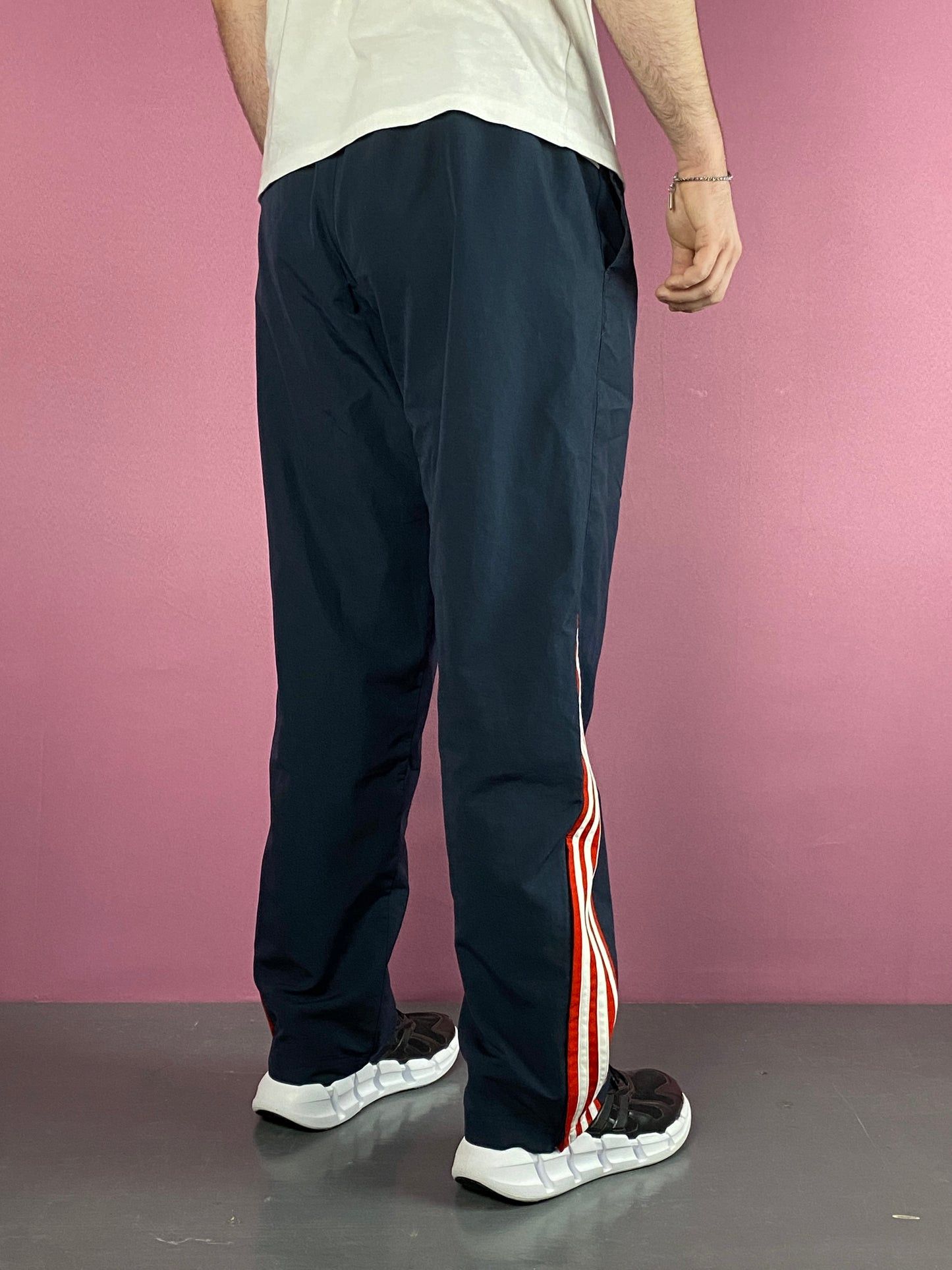 Adidas × Vintage Adidas Vintage Men's Track Pants - L Navy Blue Polyester Size US 34 / EU 50 - 4 Thumbnail