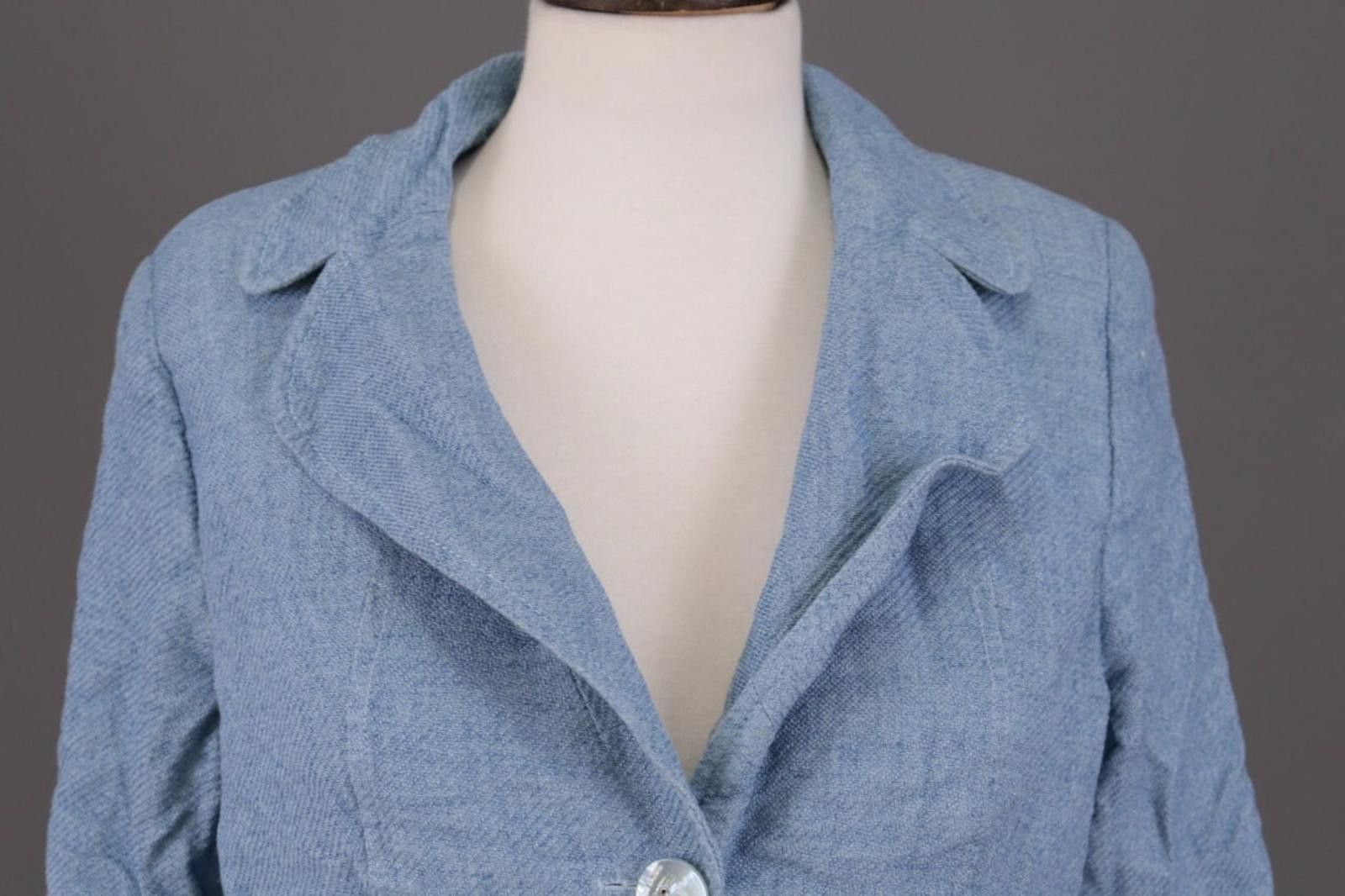 Escada Escada Blue Wool Silk Linen Blazer Lined Jacket Size 42 Size M / US 6-8 / IT 42-44 - 2 Thumbnail